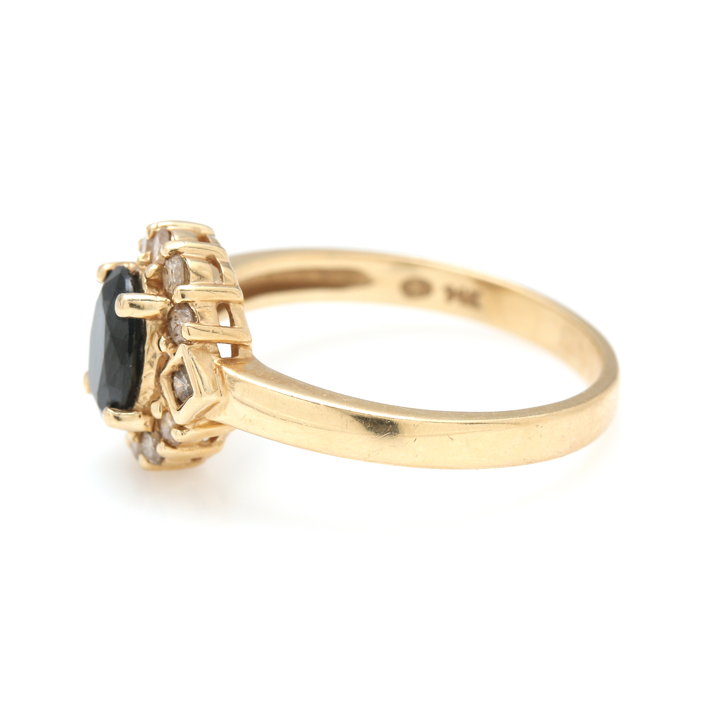 14K Yellow Gold Blue Sapphire and Diamond