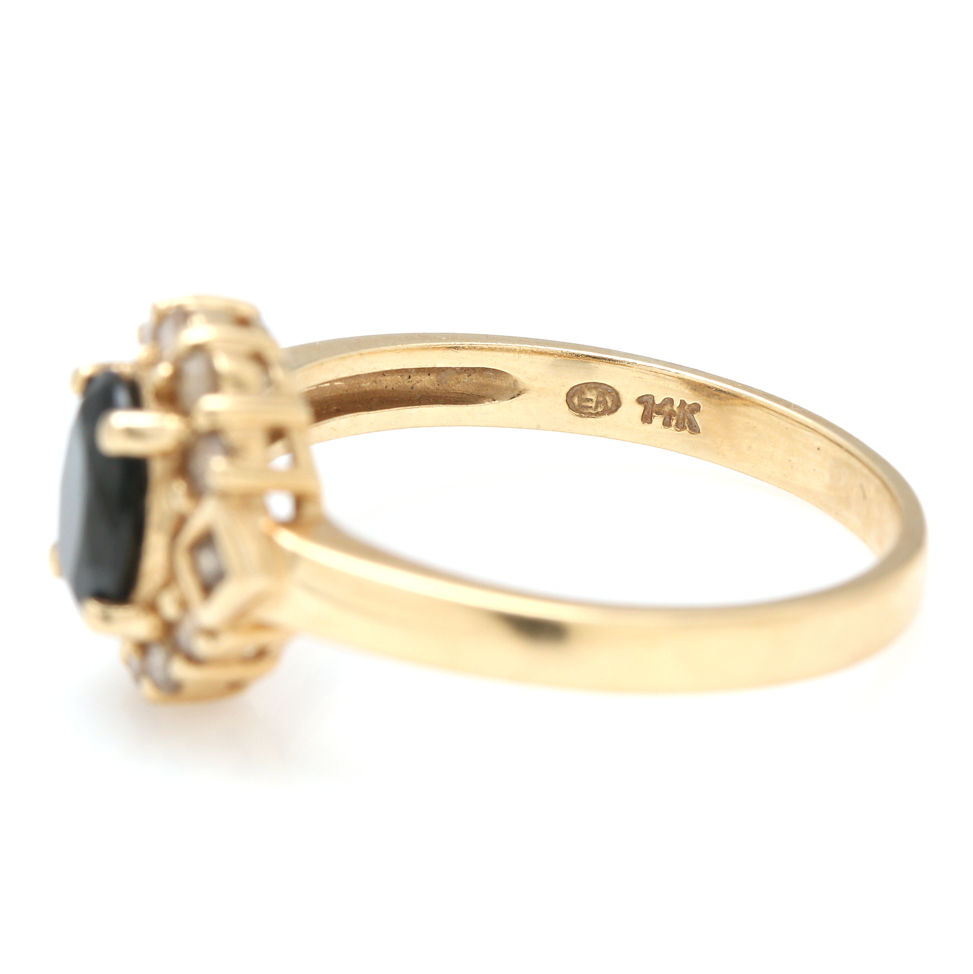 14K Yellow Gold Blue Sapphire and Diamond