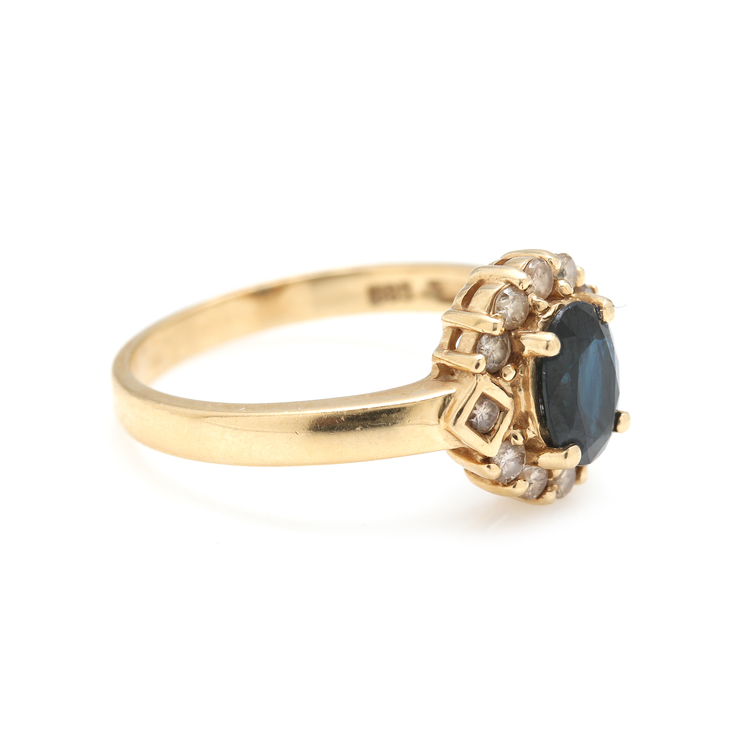 14K Yellow Gold Blue Sapphire and Diamond