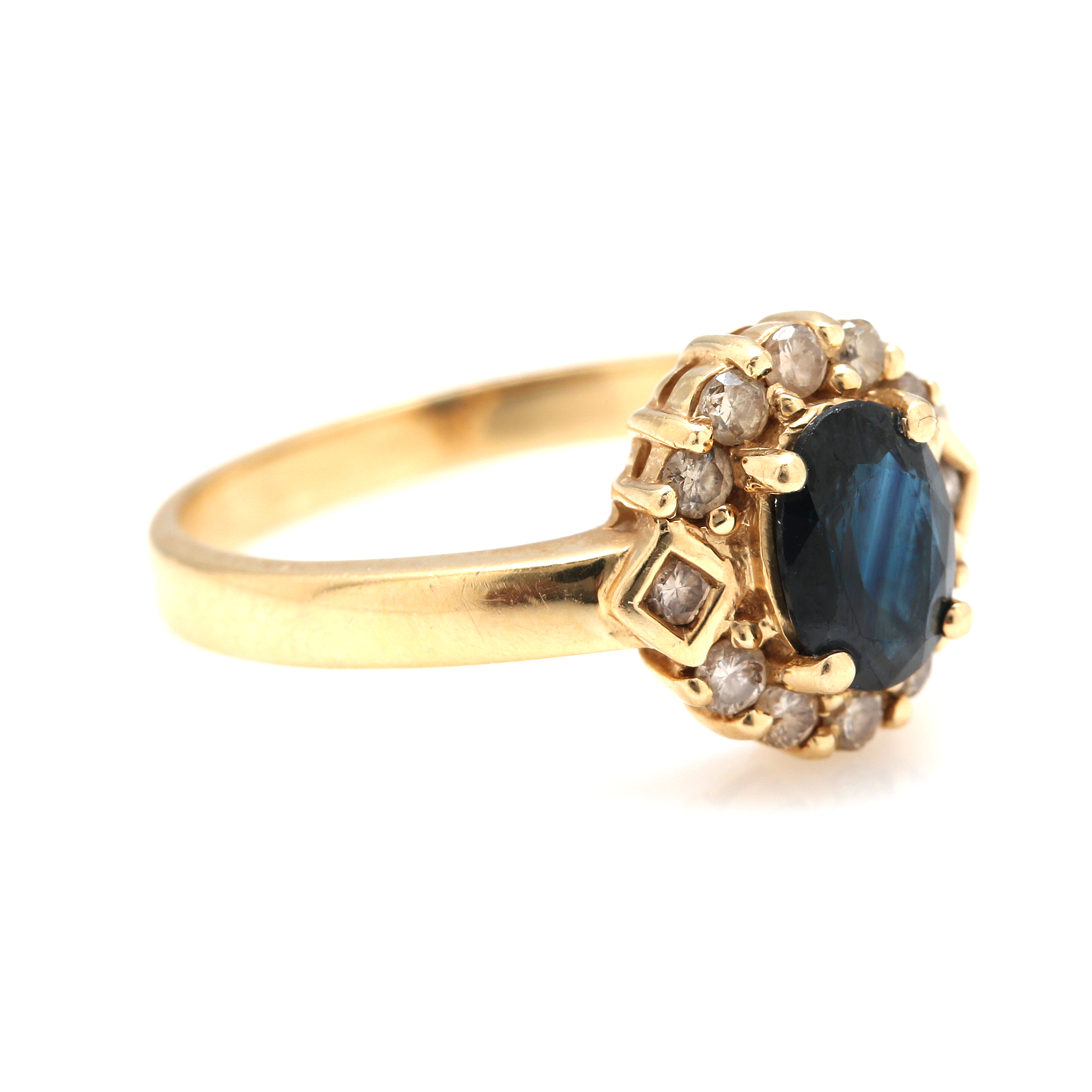 14K Yellow Gold Blue Sapphire and Diamond