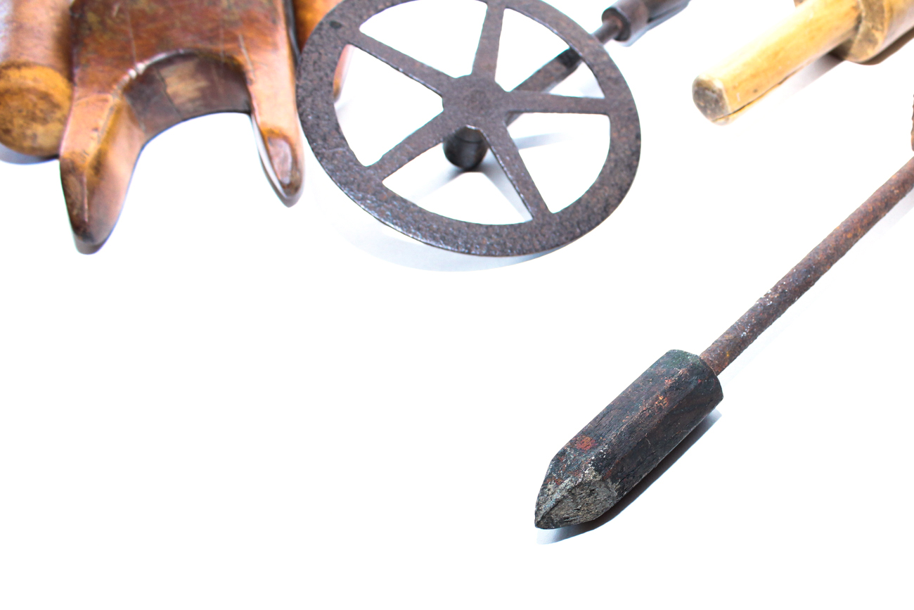 Vintage Wood and Cast Iron Kitchen Tools