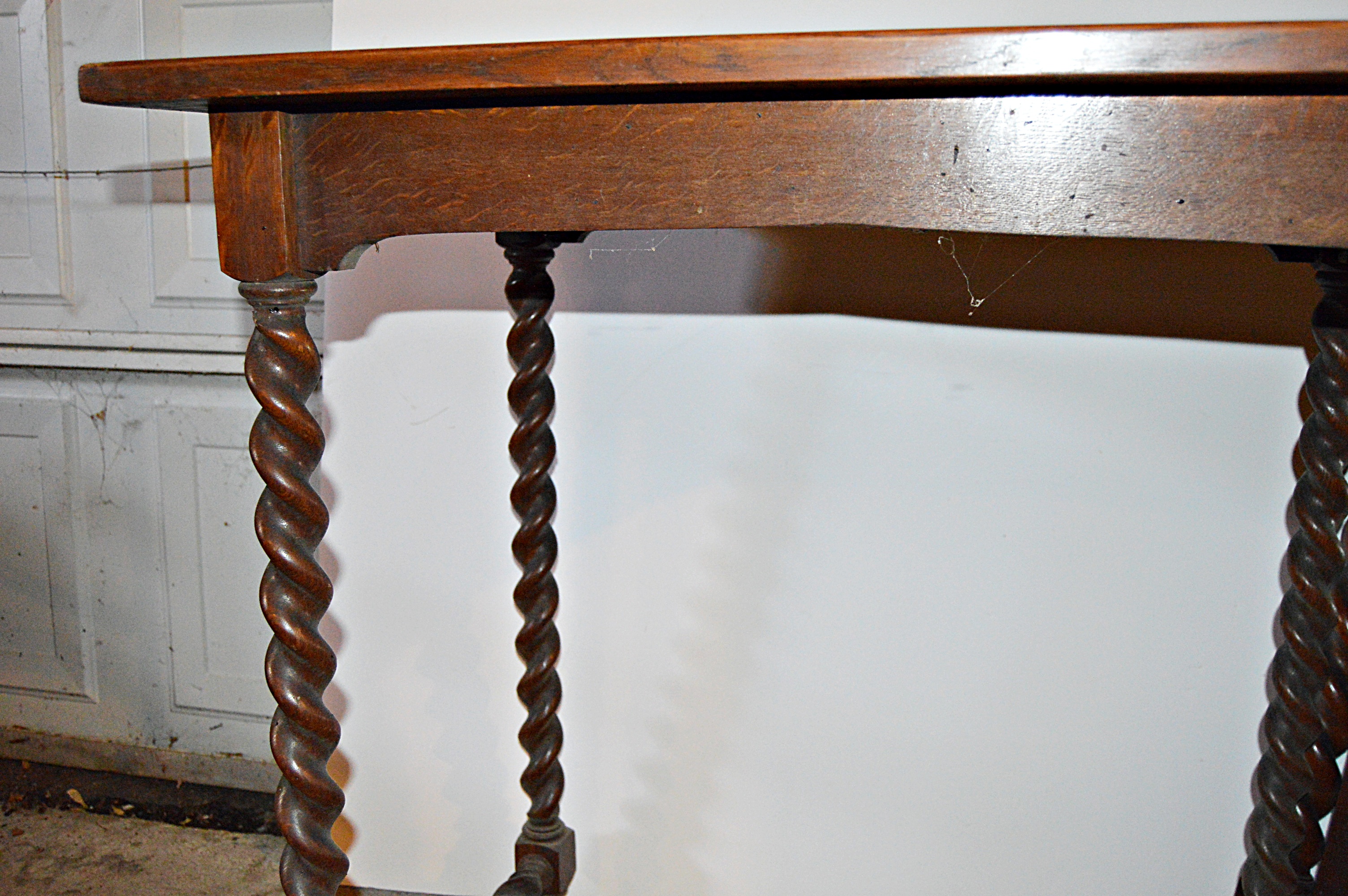 19th Century Walnut Barley Twist Mirror and Side Table