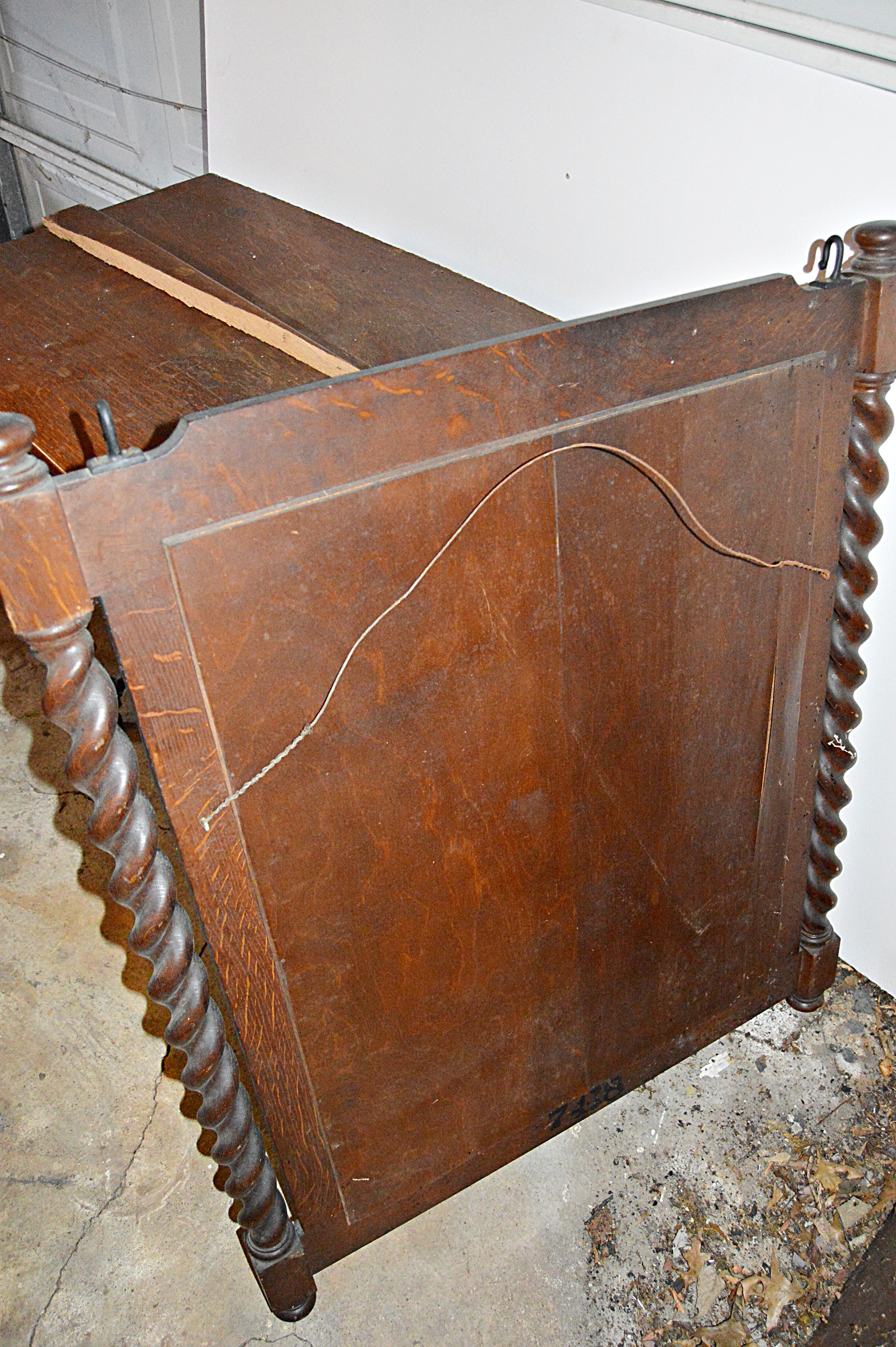 19th Century Walnut Barley Twist Mirror and Side Table