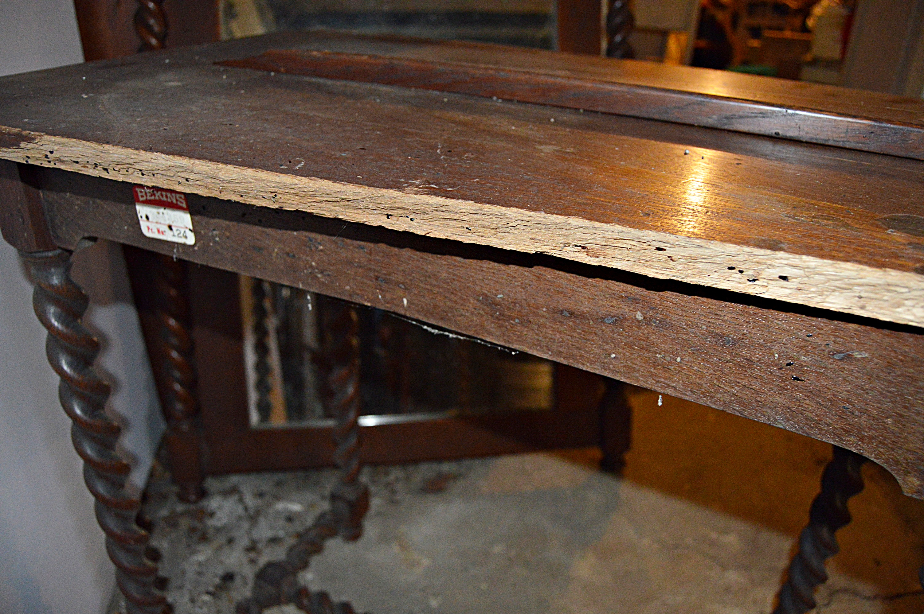 19th Century Walnut Barley Twist Mirror and Side Table