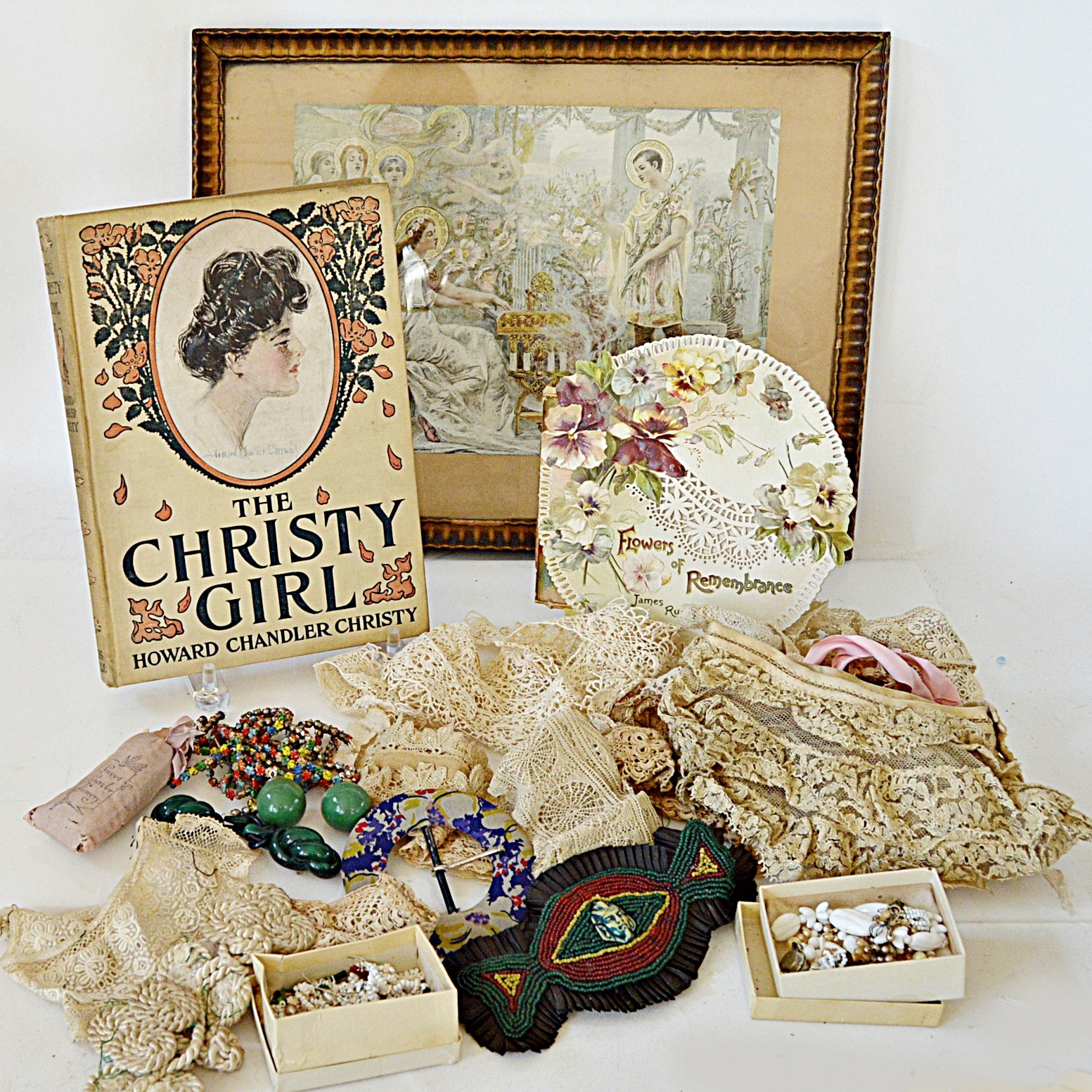 Antique Lace Collars and Trims, "The Christy Girl", Beaded Jewelry