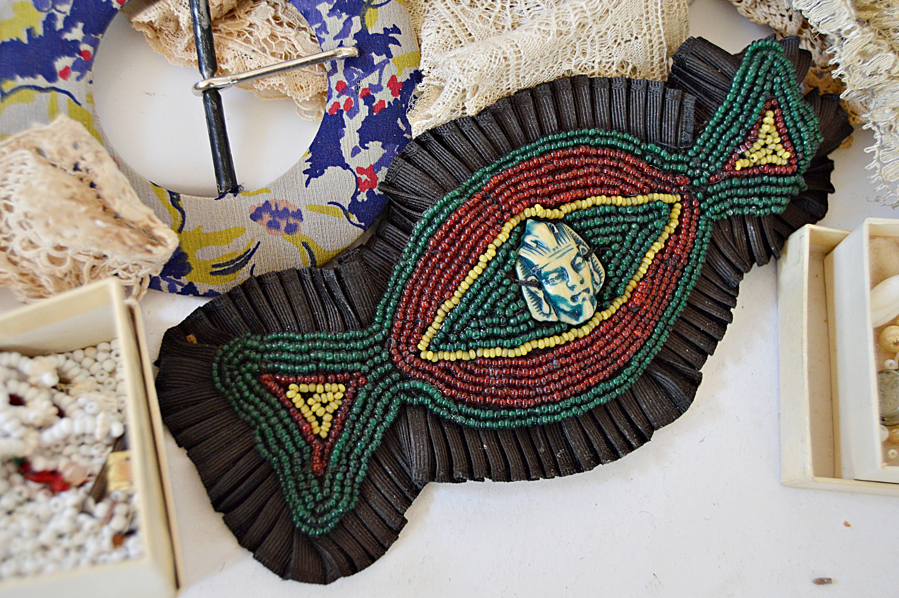 Antique Lace Collars and Trims, "The Christy Girl", Beaded Jewelry