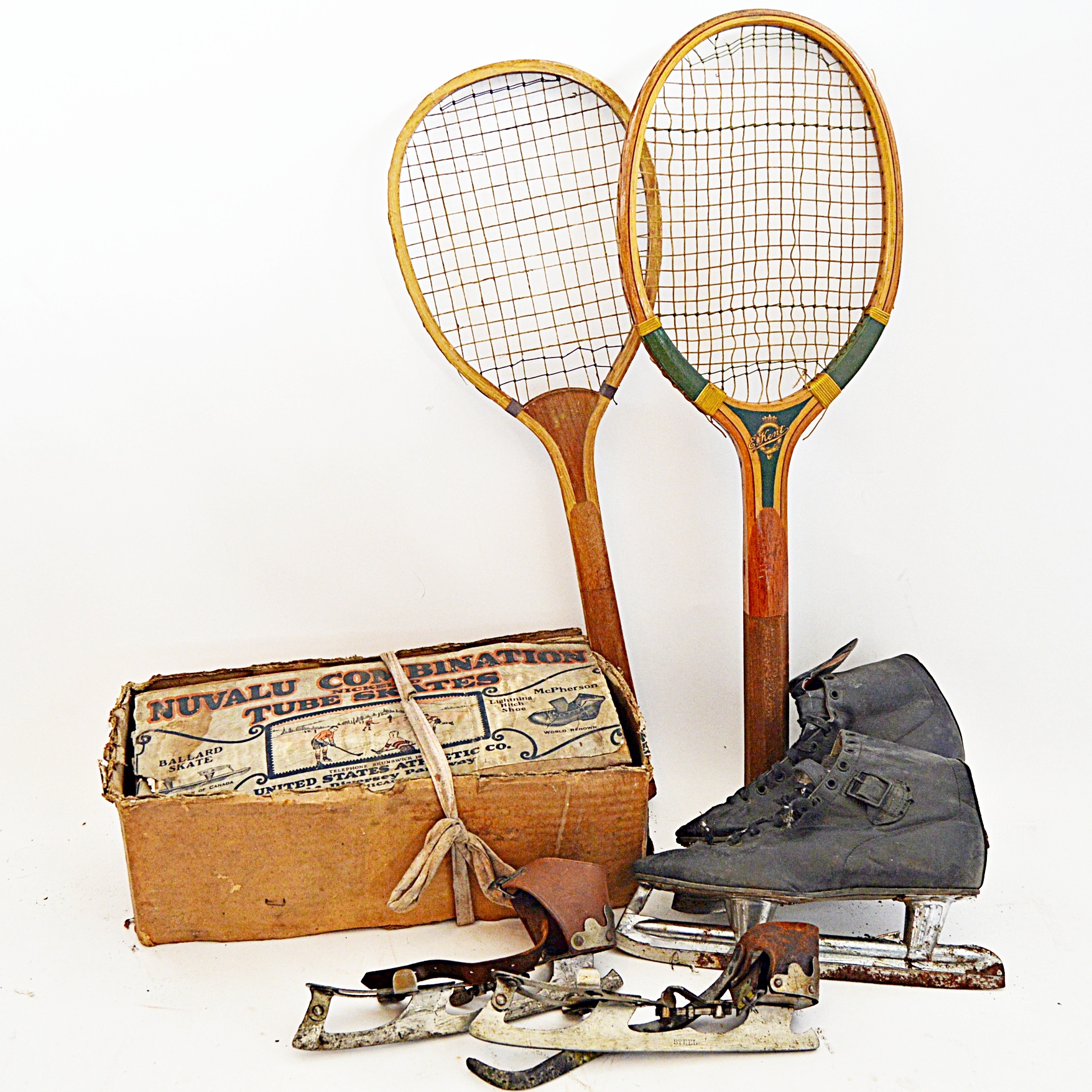 Vintage Tennis Racquets and Ice Skates