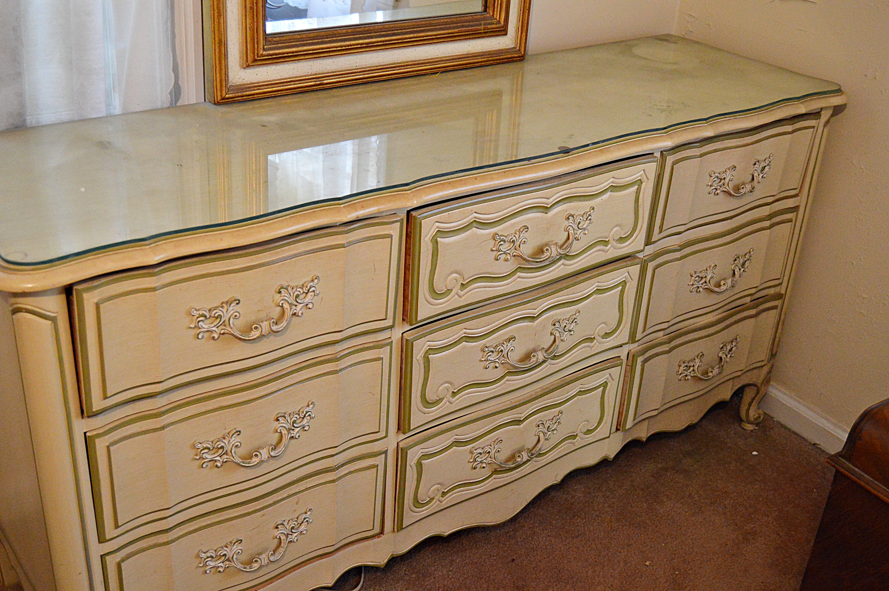 Vintage French Provincial Dresser and Mirror