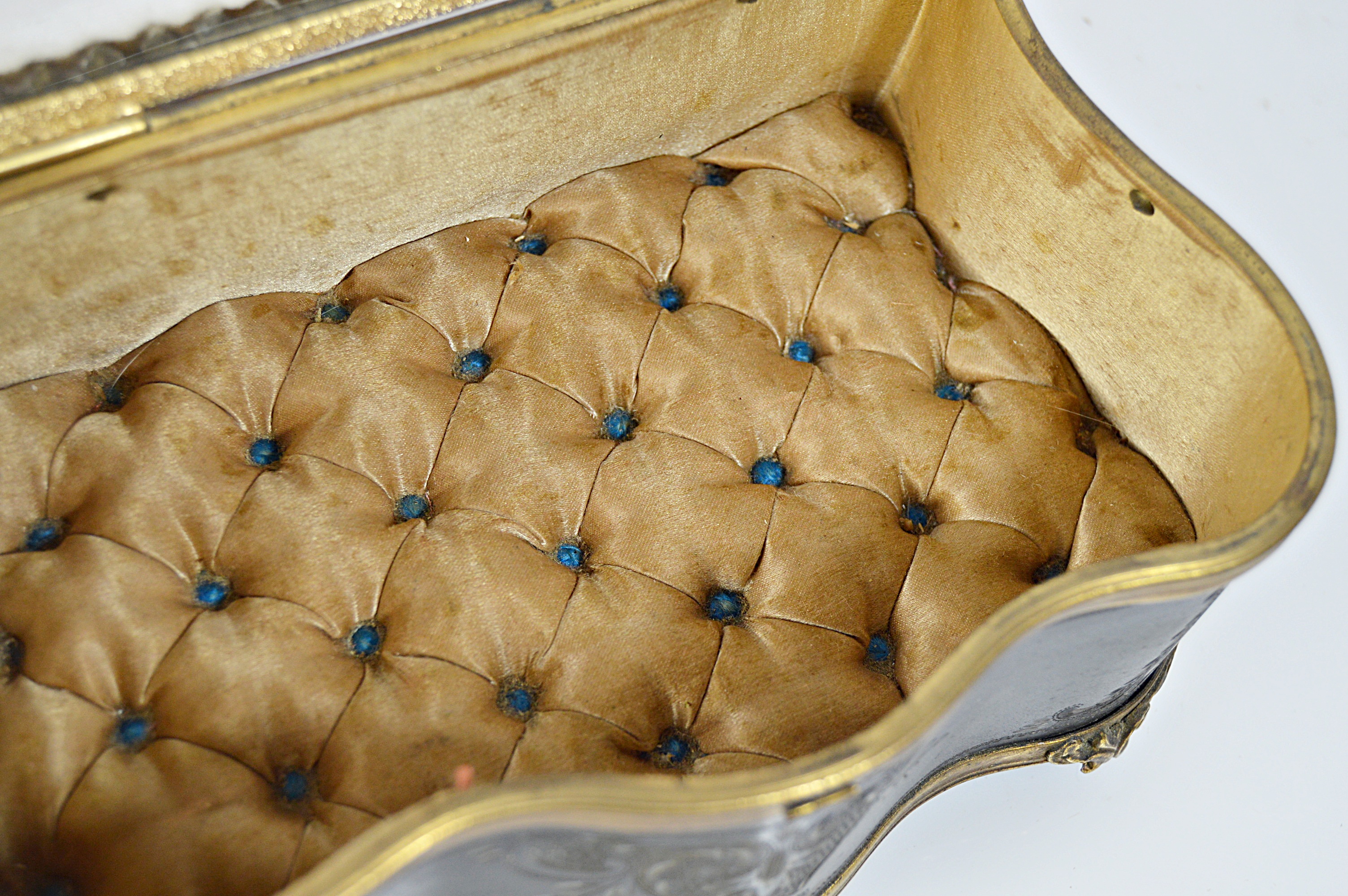 Antique Engraved Metal Jewelry Casket