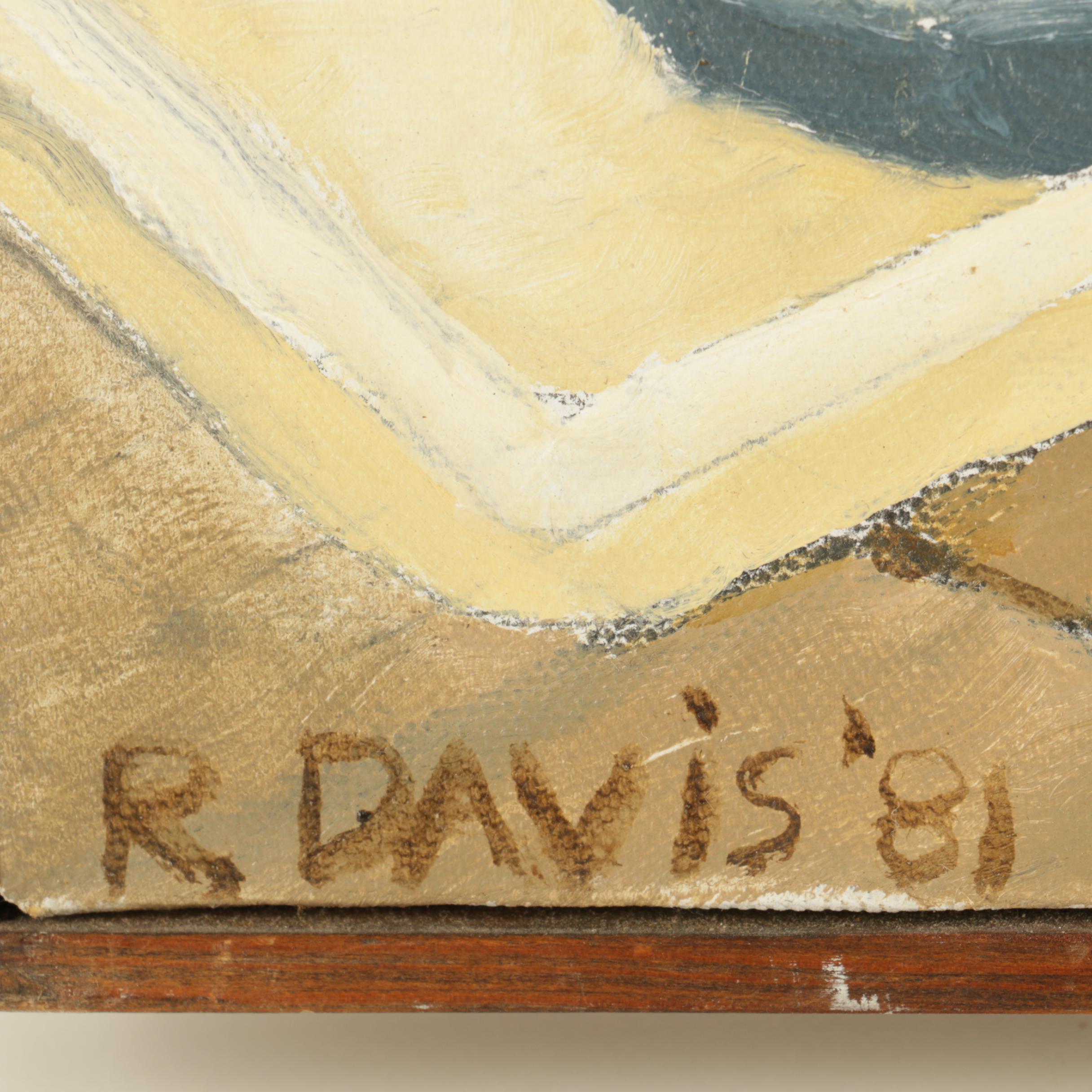R. Davis Oil Painting on Canvas "Election Day 1981"