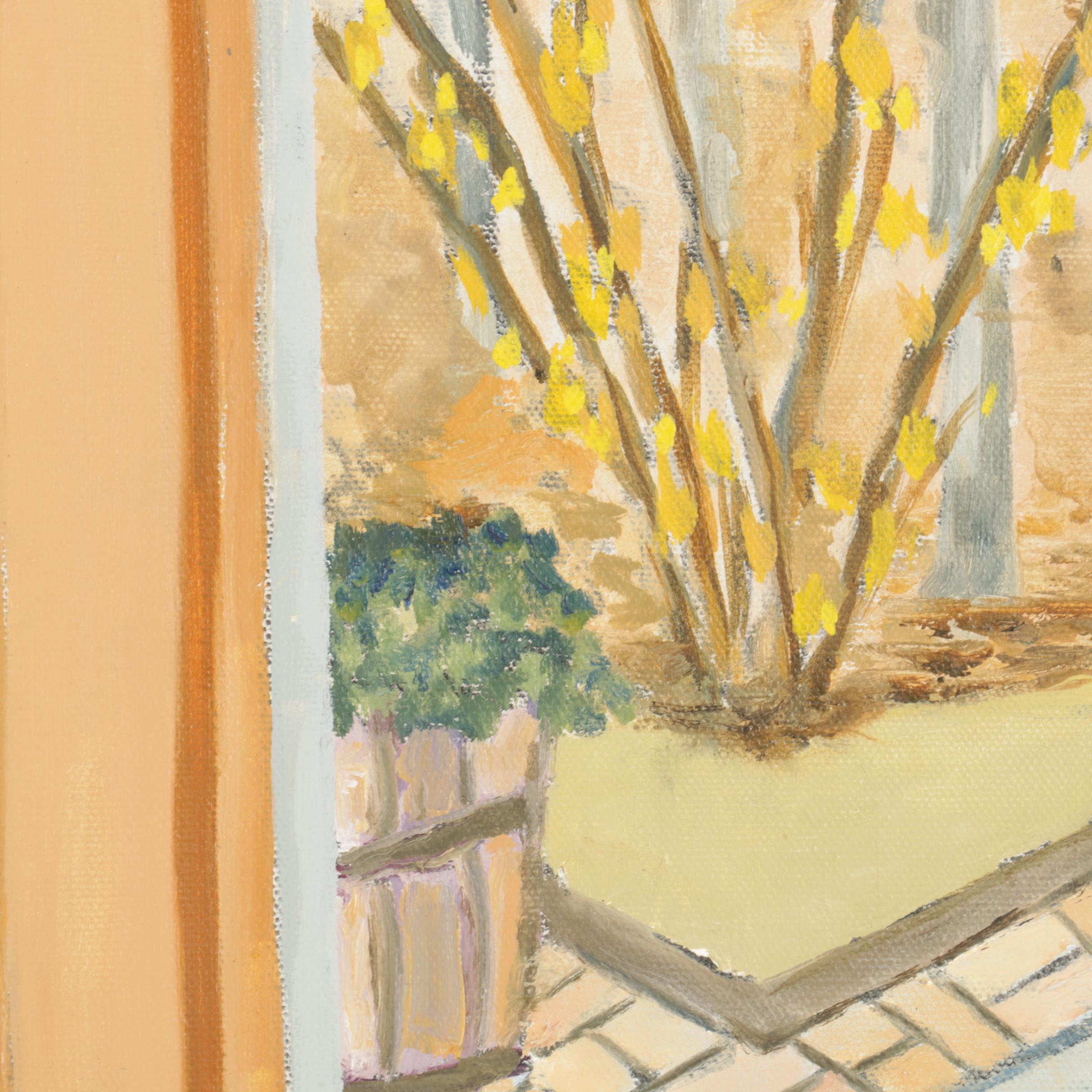 R. Davis Oil Painting on Canvas "Election Day 1981"