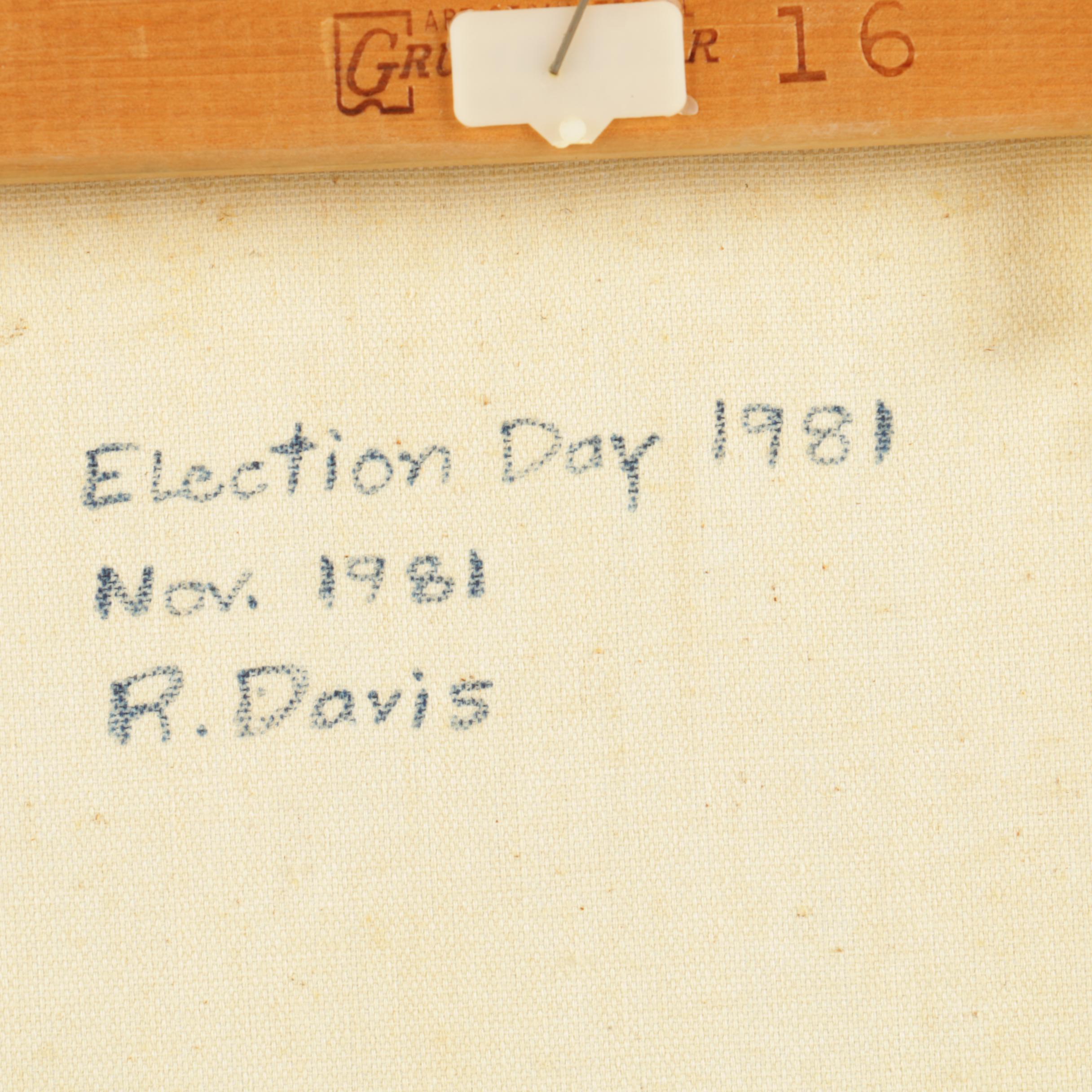 R. Davis Oil Painting on Canvas "Election Day 1981"