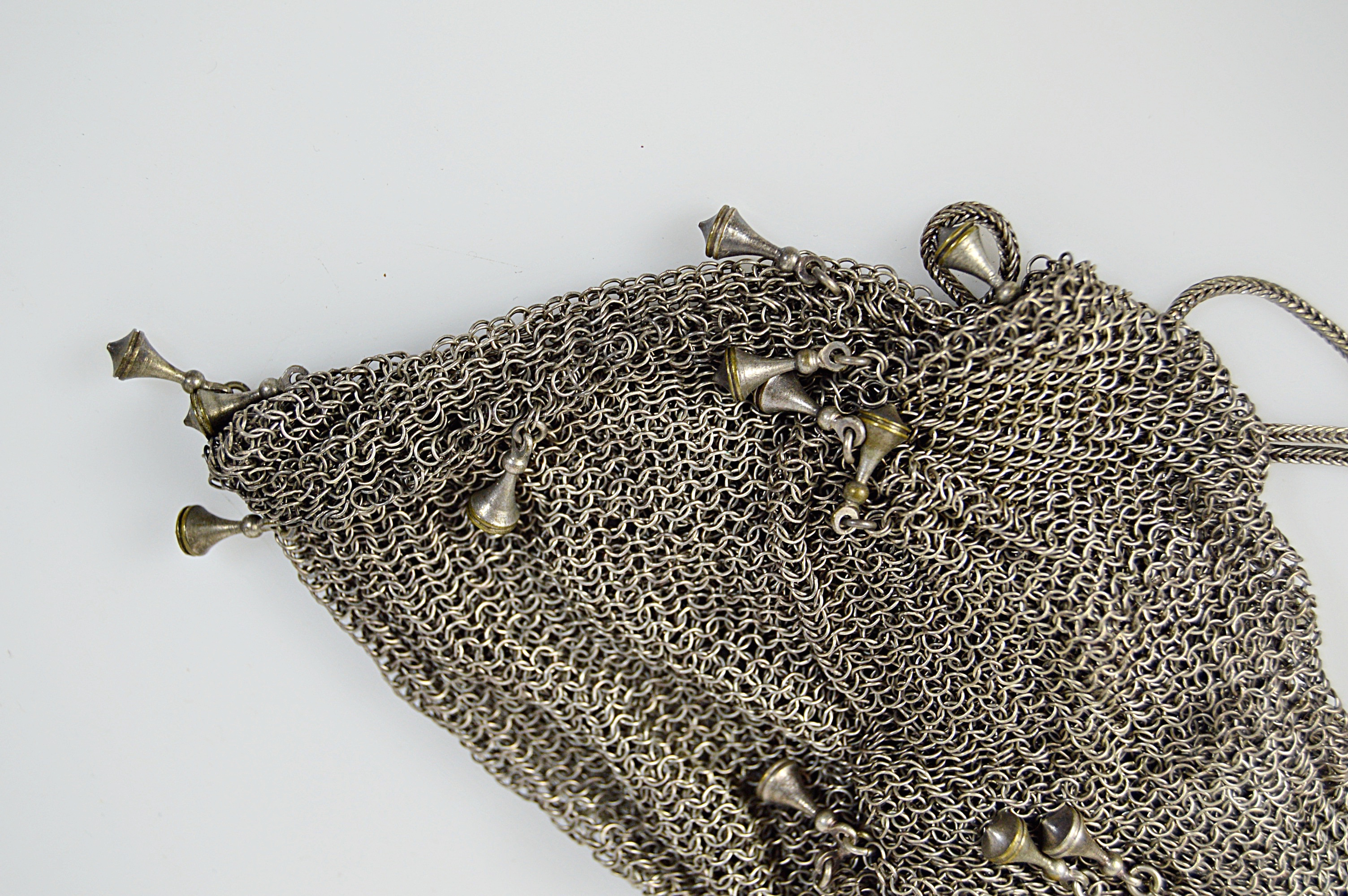 Antique Silver Mesh Bag, Rhinestone Purse and Brooch, Porcelain Doorknob