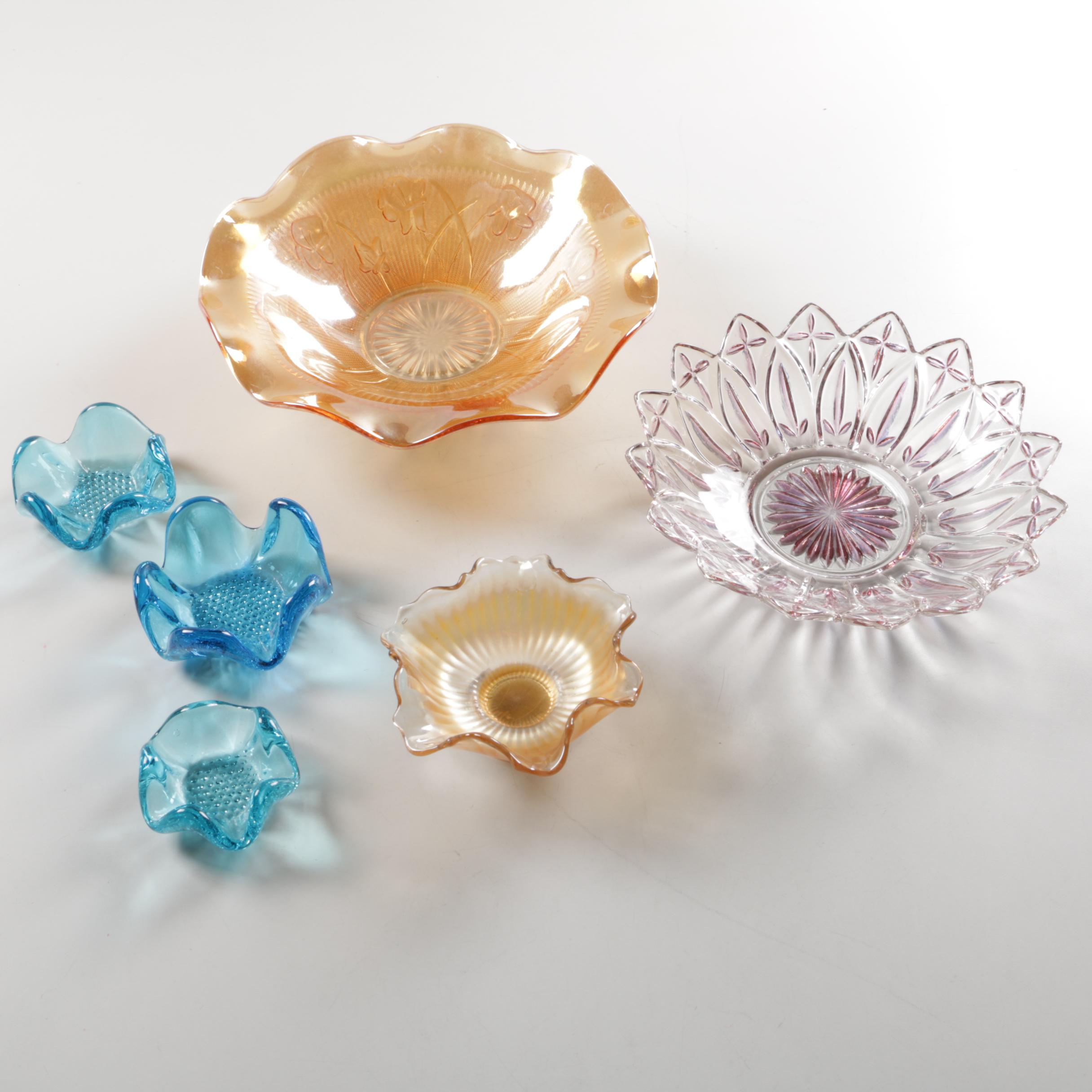 Vintage Colored Pressed Glass Bowls