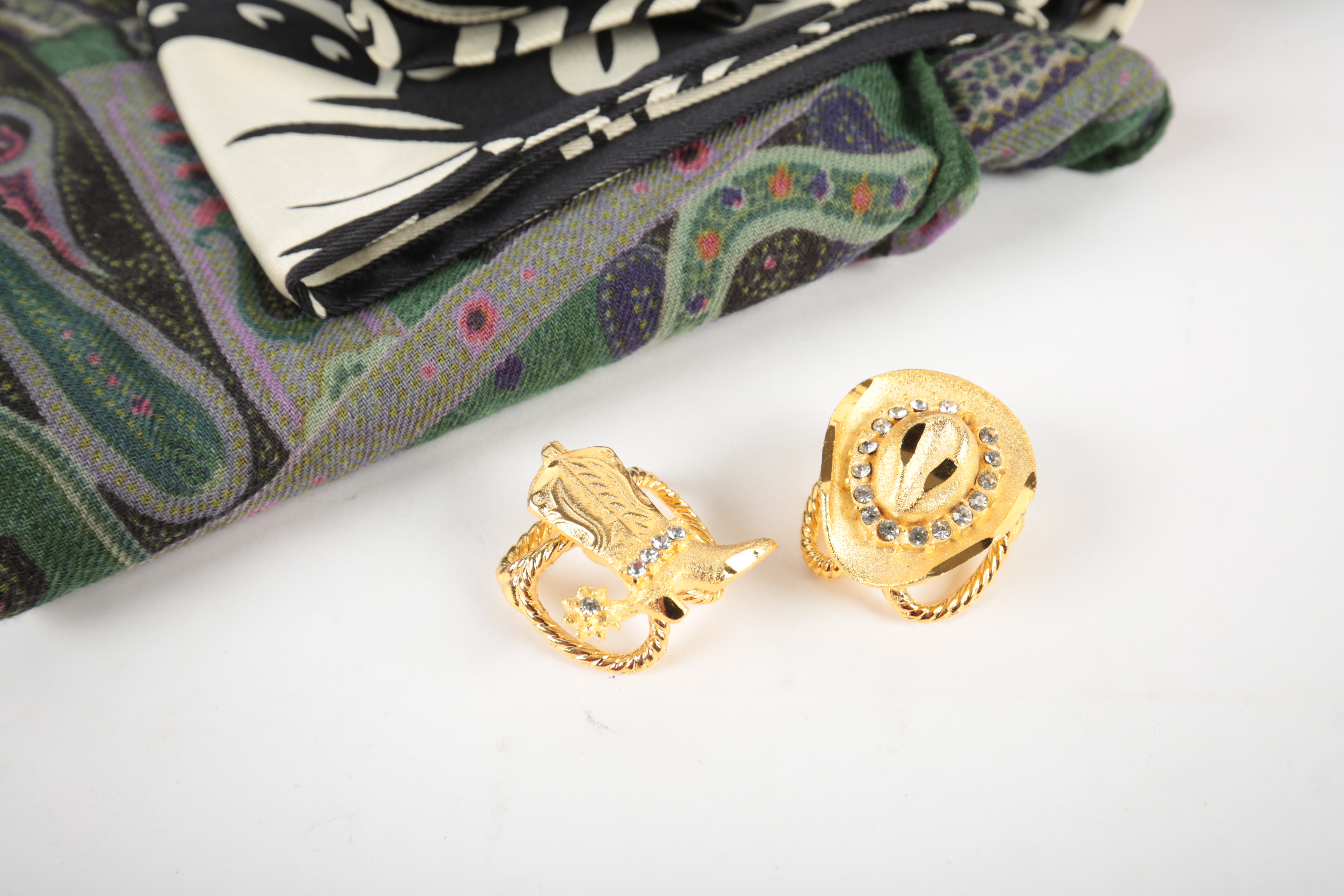 Scarves and Gold-Tone Slides Featuring Ralph Lauren