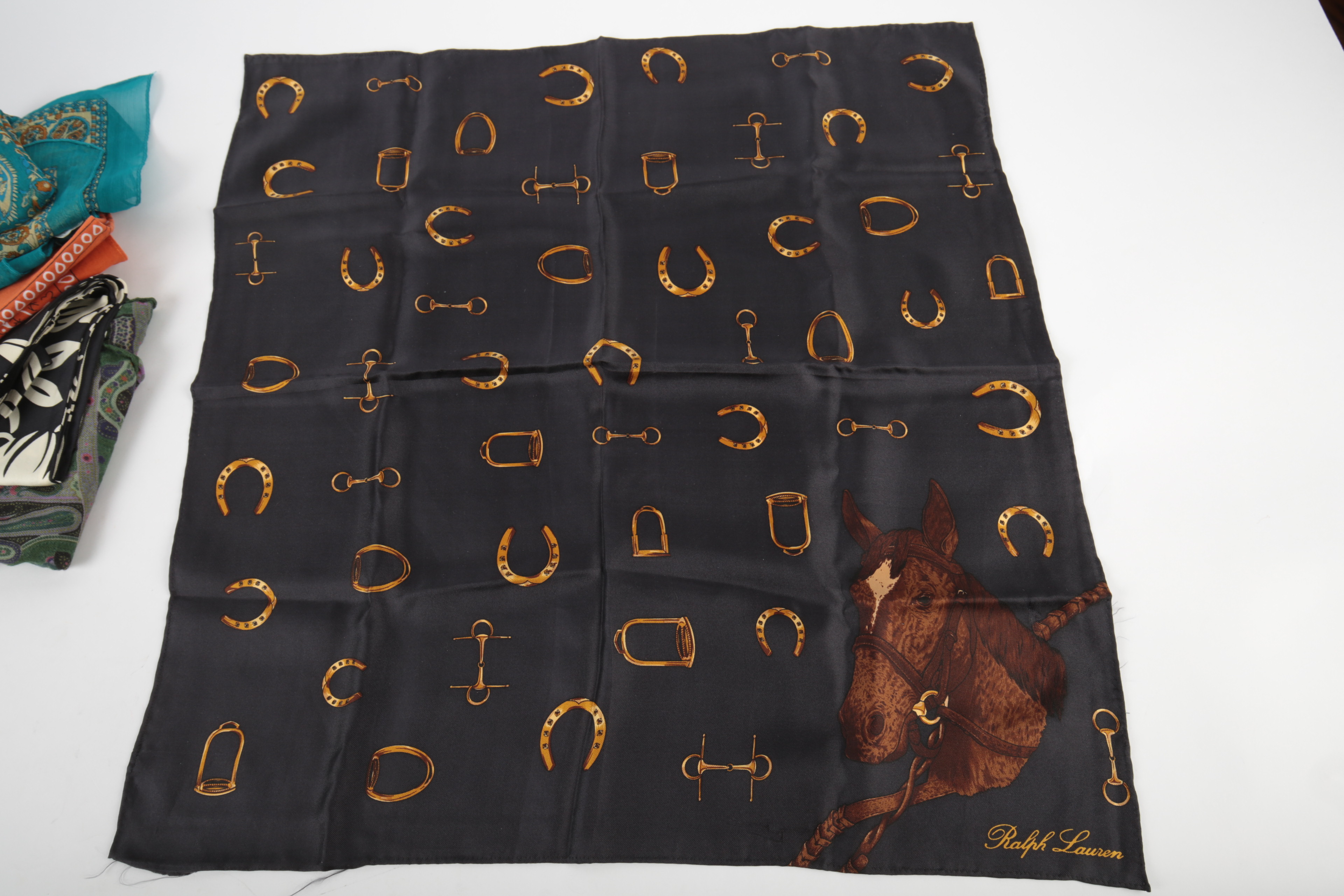 Scarves and Gold-Tone Slides Featuring Ralph Lauren