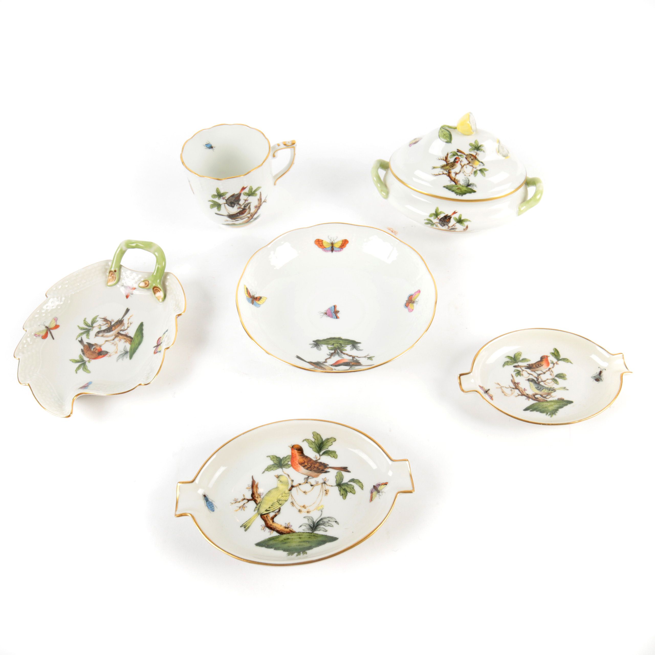 Herend "Rothschild Bird" Porcelain Dishes