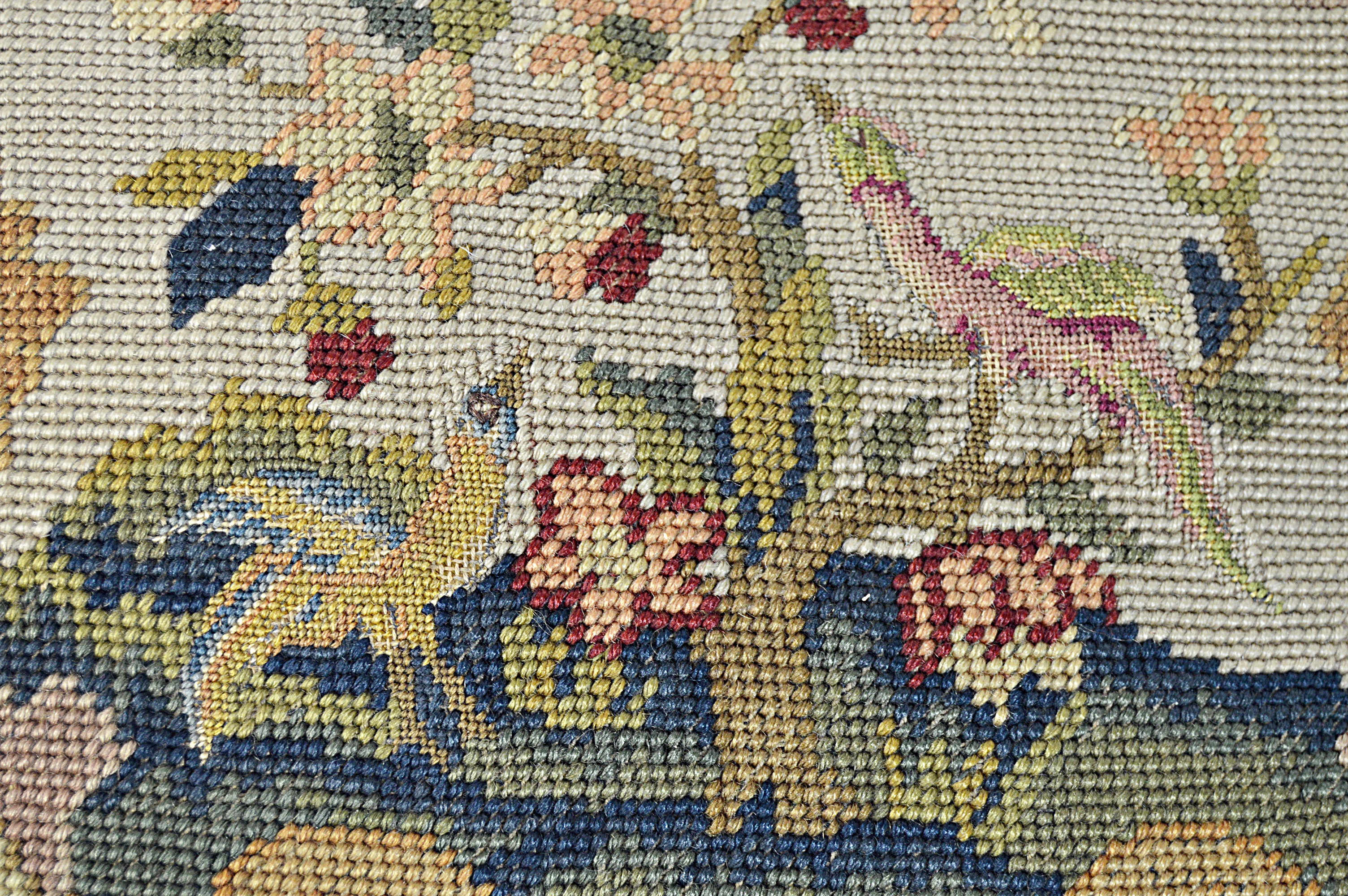 Antique Hand Stitched Needlepoint Pillow