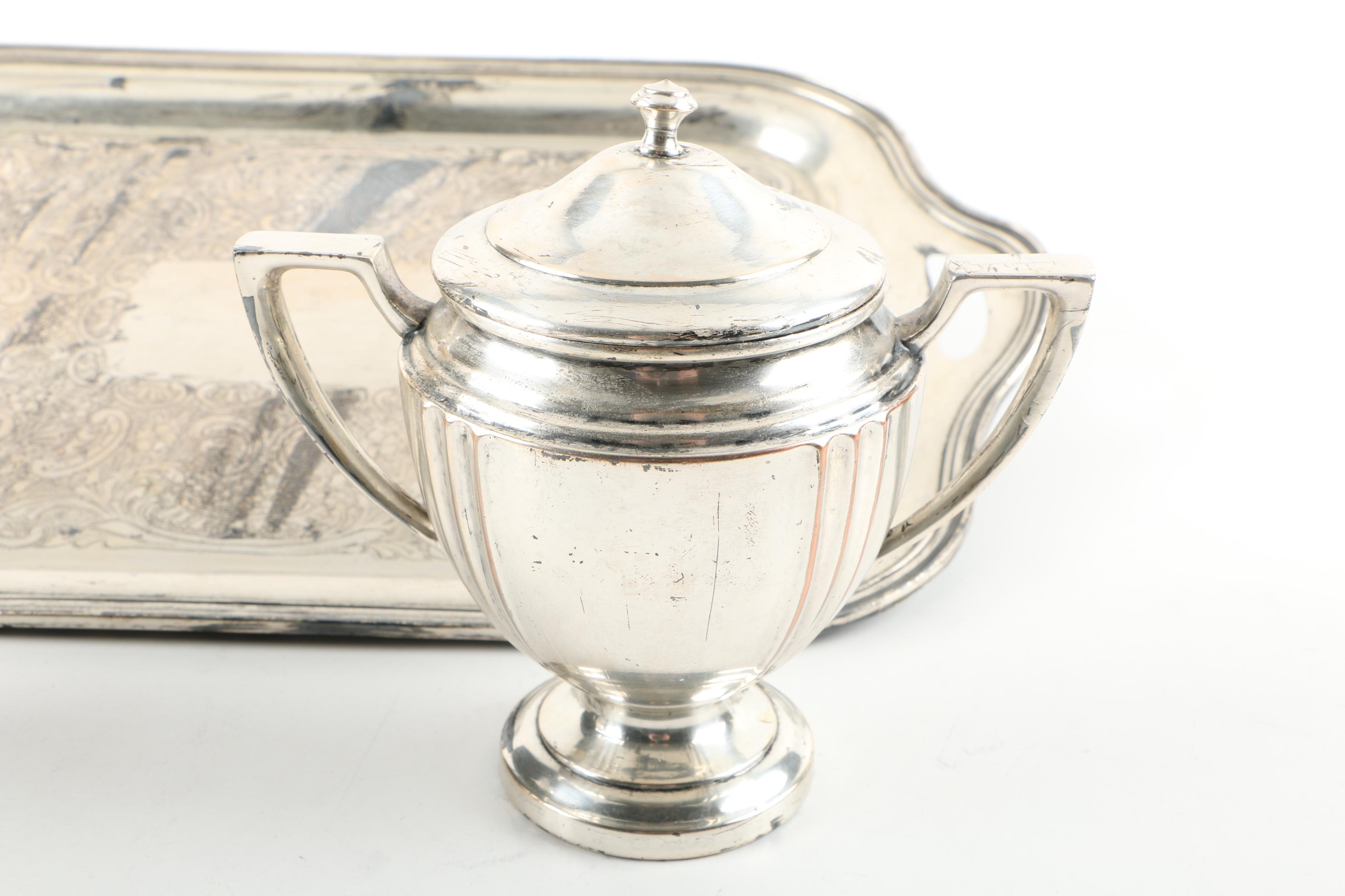 Crescent Silverware Mfg. Co. Silver Plate Coffee Service and Tray