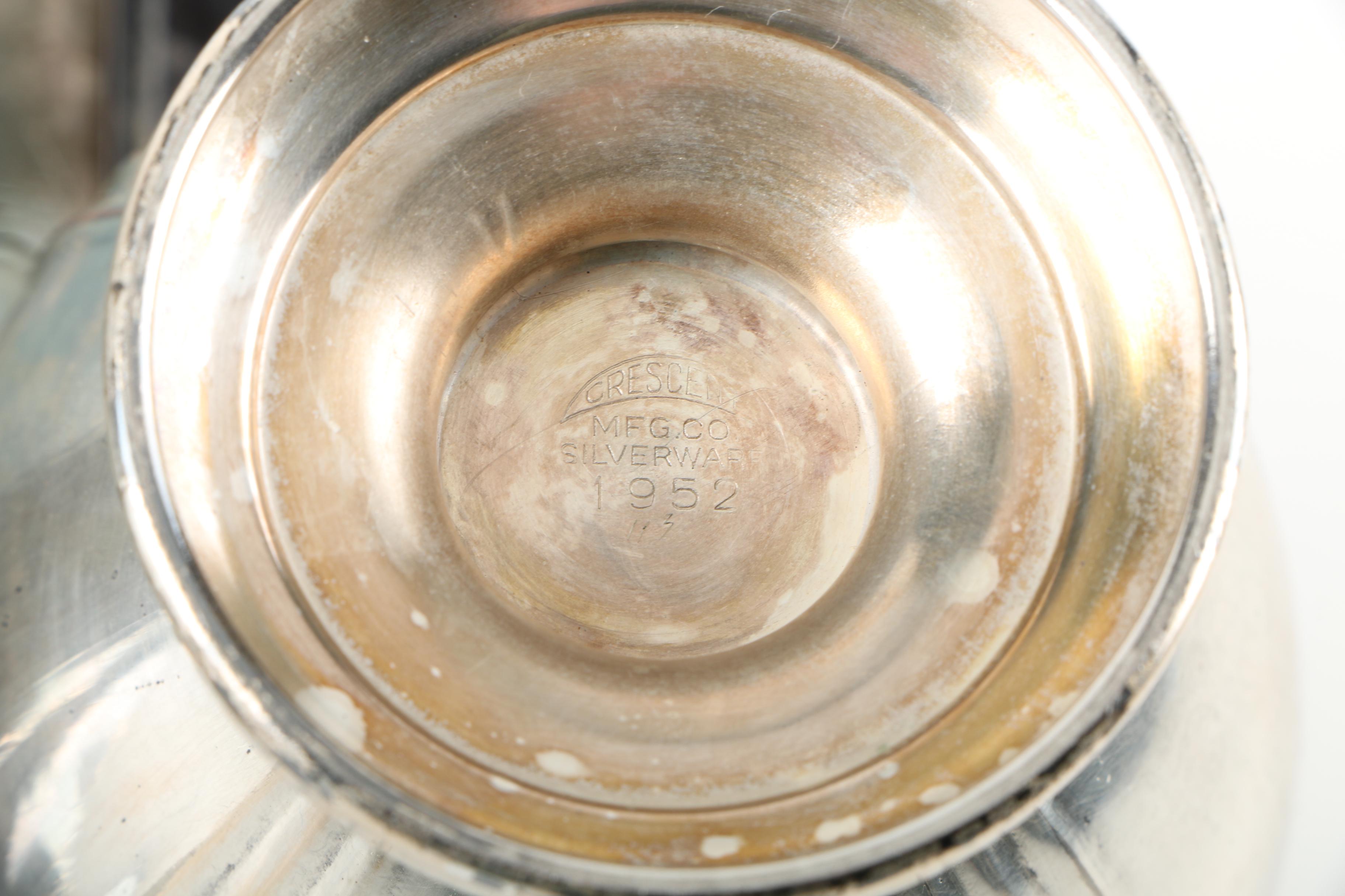 Crescent Silverware Mfg. Co. Silver Plate Coffee Service and Tray