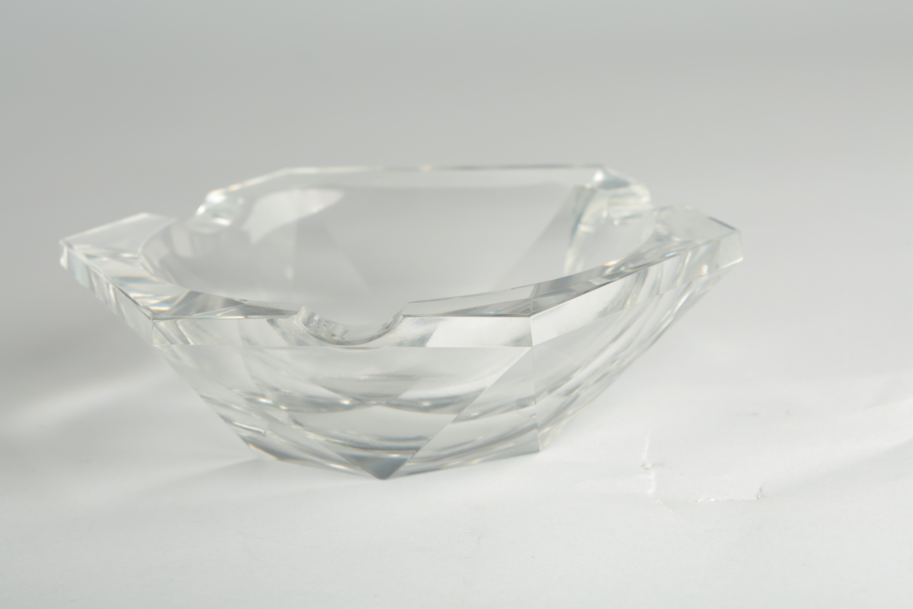 Hexagonal Glass Ash Receiver and Hand-Painted Ceramic Matchbox