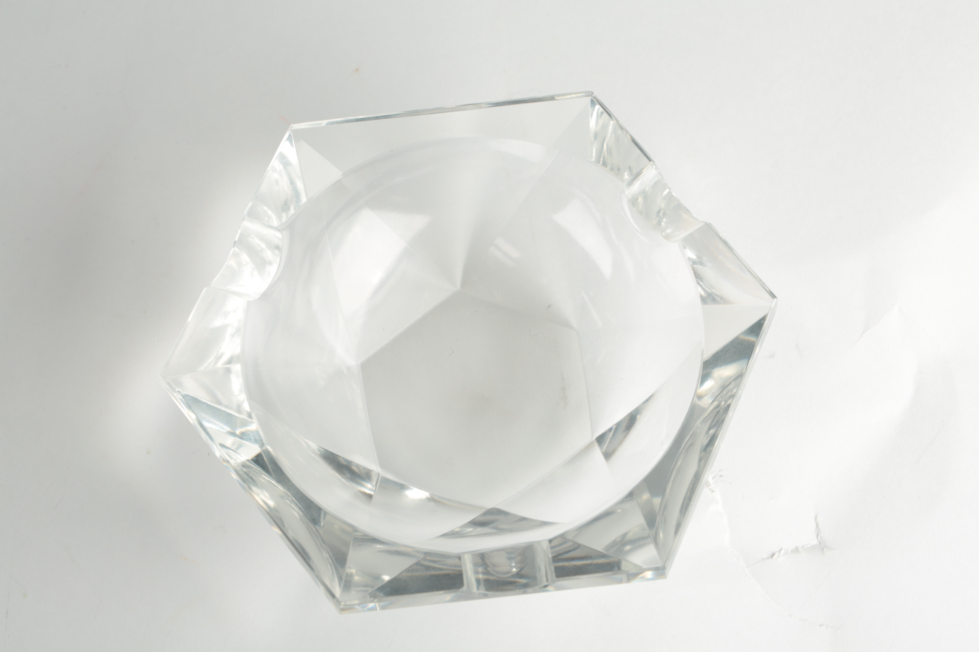 Hexagonal Glass Ash Receiver and Hand-Painted Ceramic Matchbox