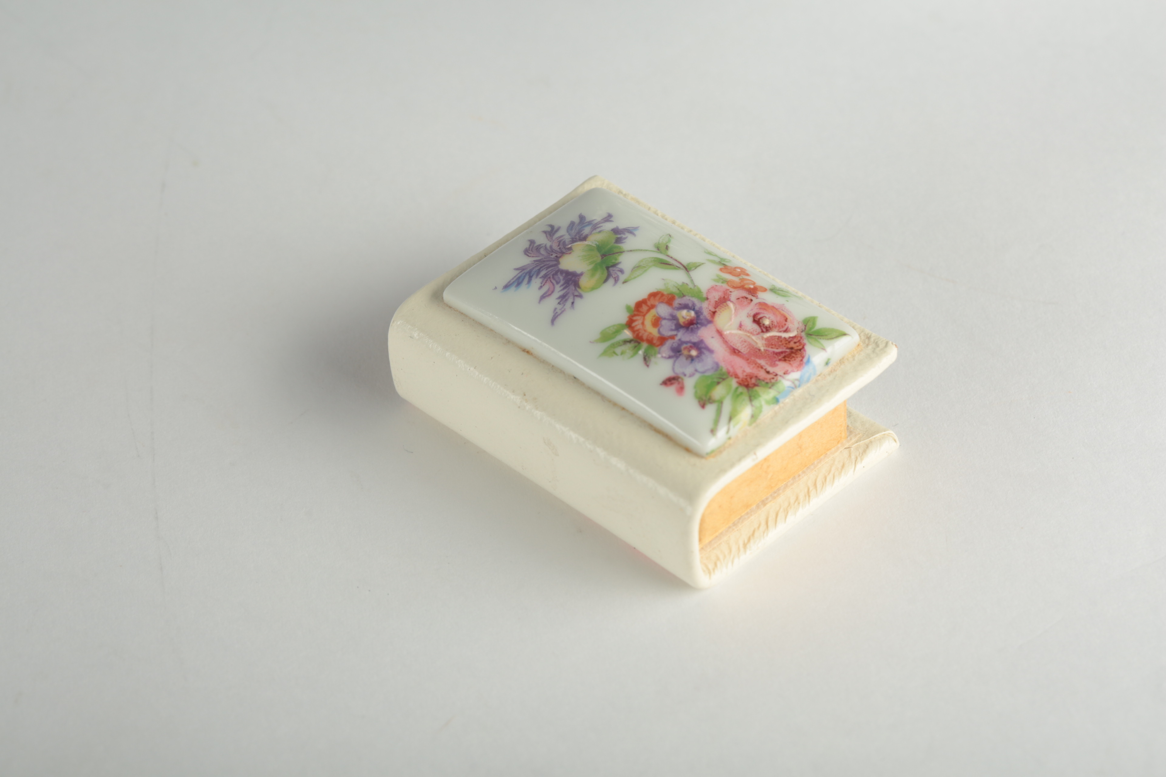 Hexagonal Glass Ash Receiver and Hand-Painted Ceramic Matchbox