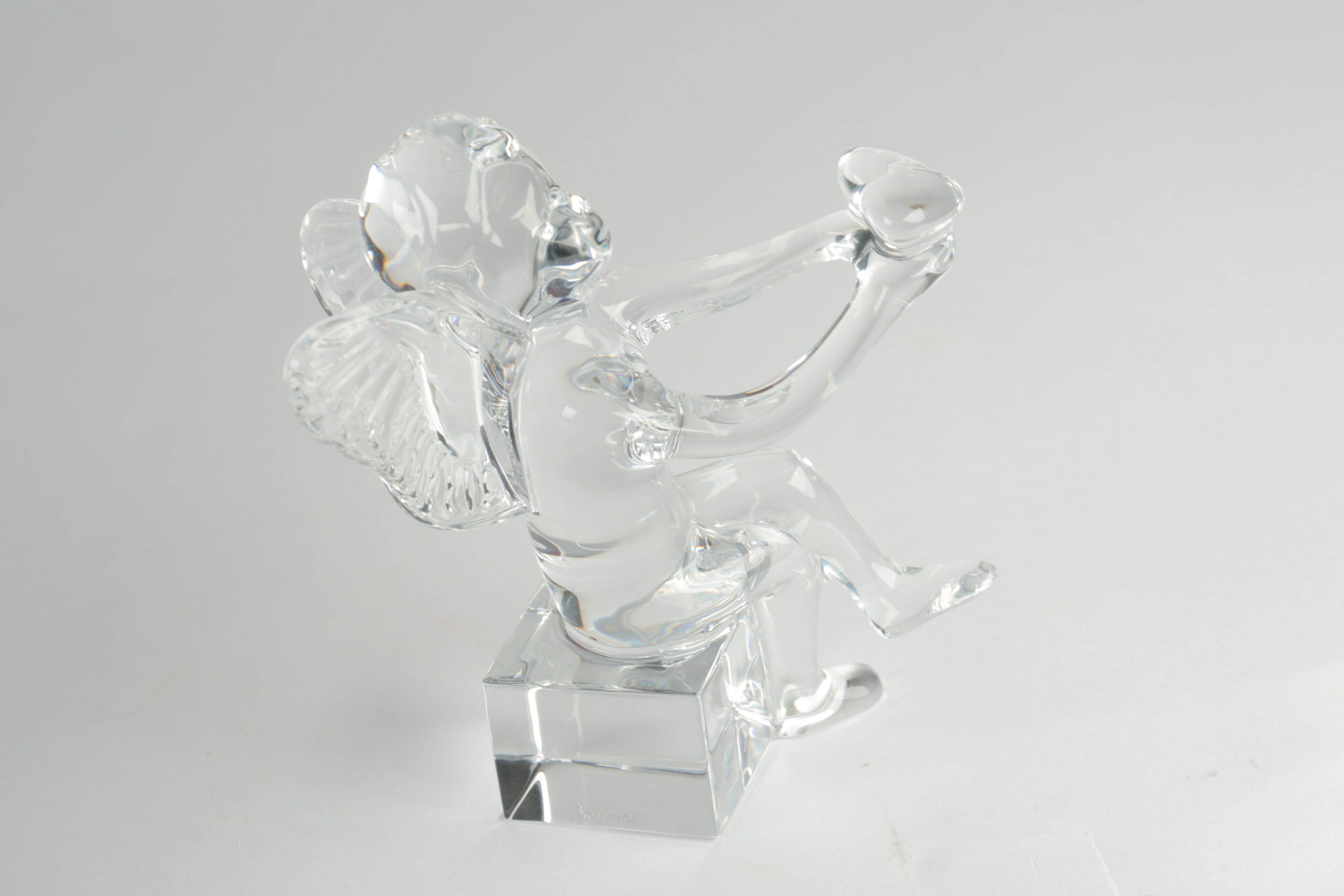 Baccarat Clear Crystal Cherub Figurine and Crystal Fish Figurine