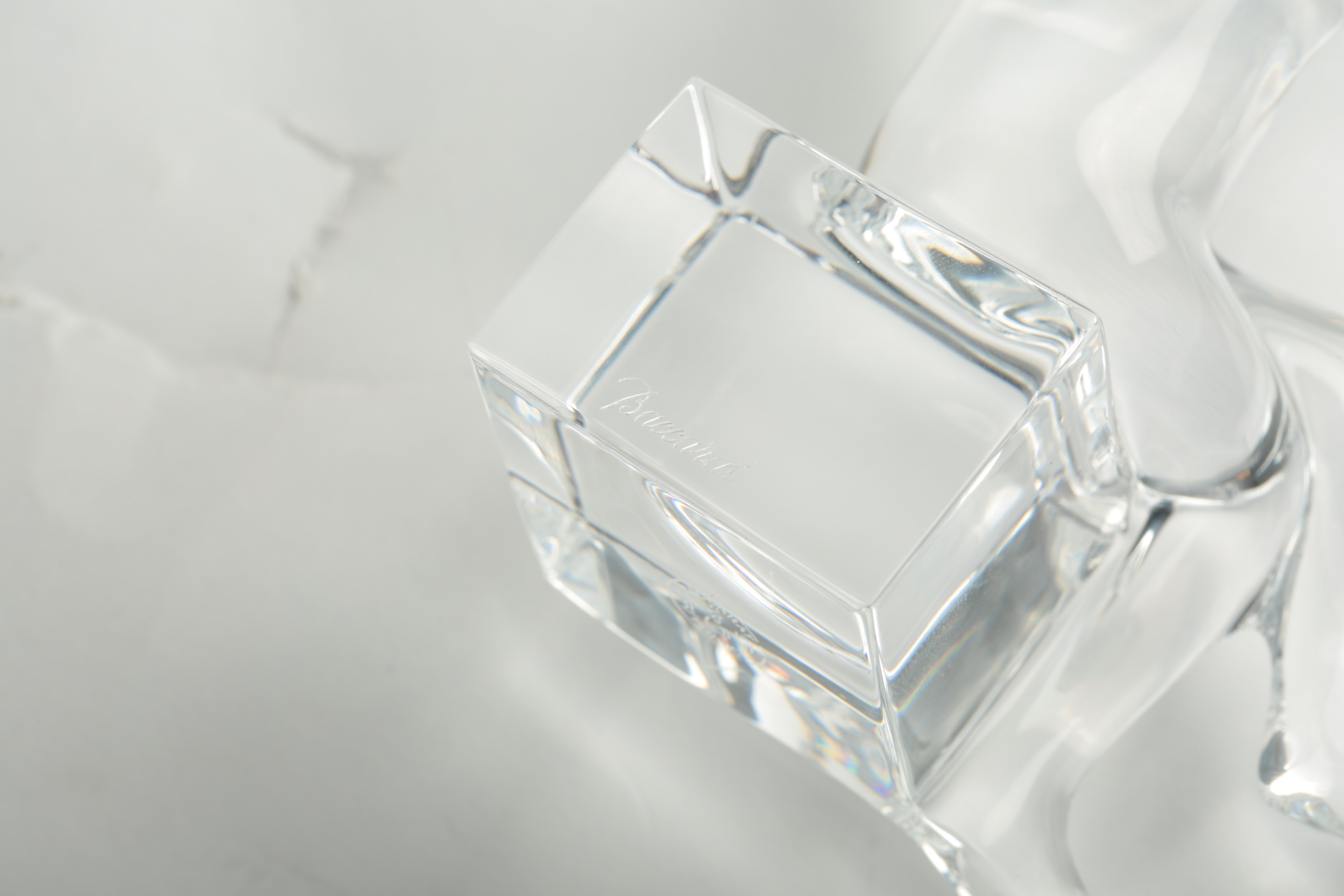 Baccarat Clear Crystal Cherub Figurine and Crystal Fish Figurine