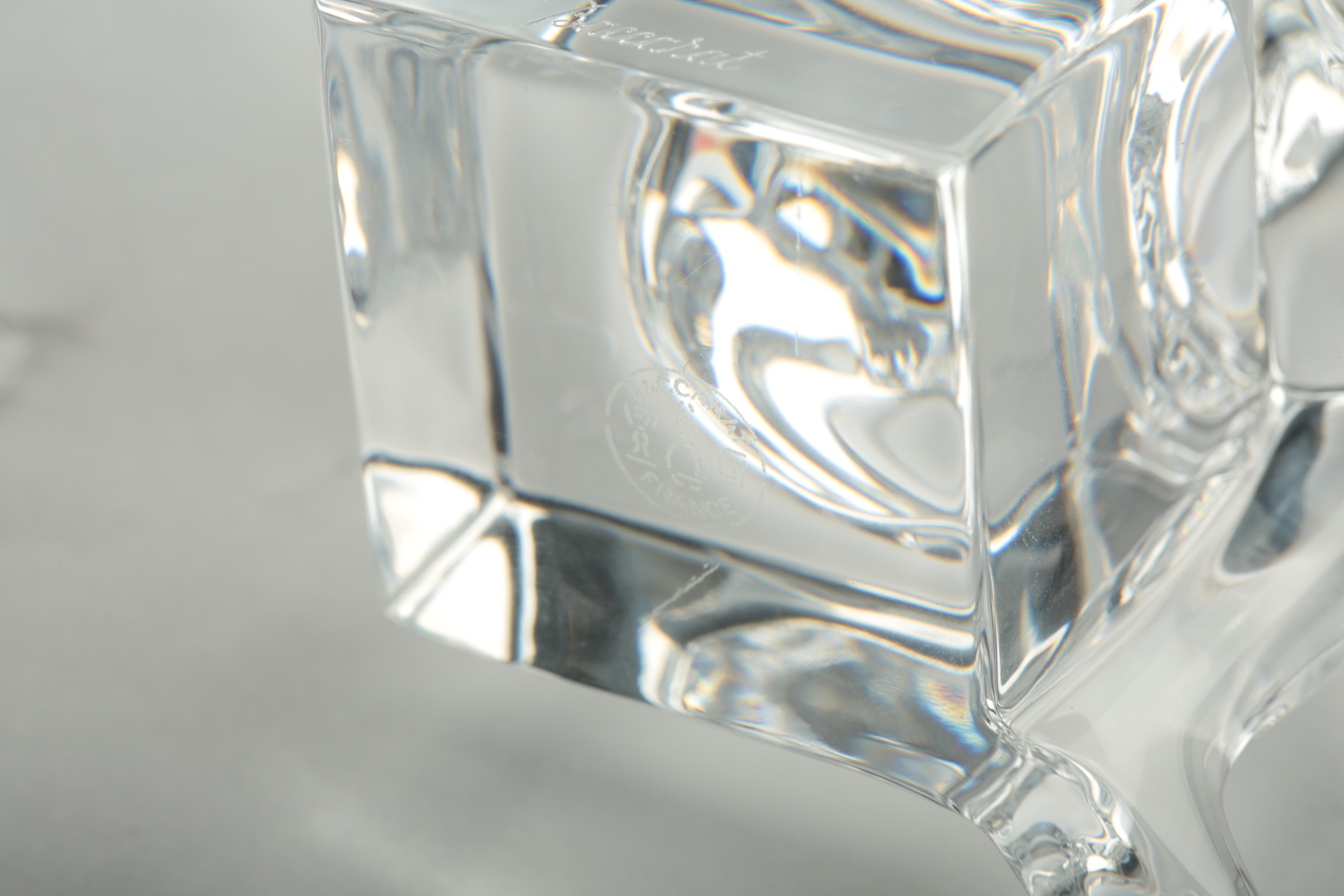 Baccarat Clear Crystal Cherub Figurine and Crystal Fish Figurine