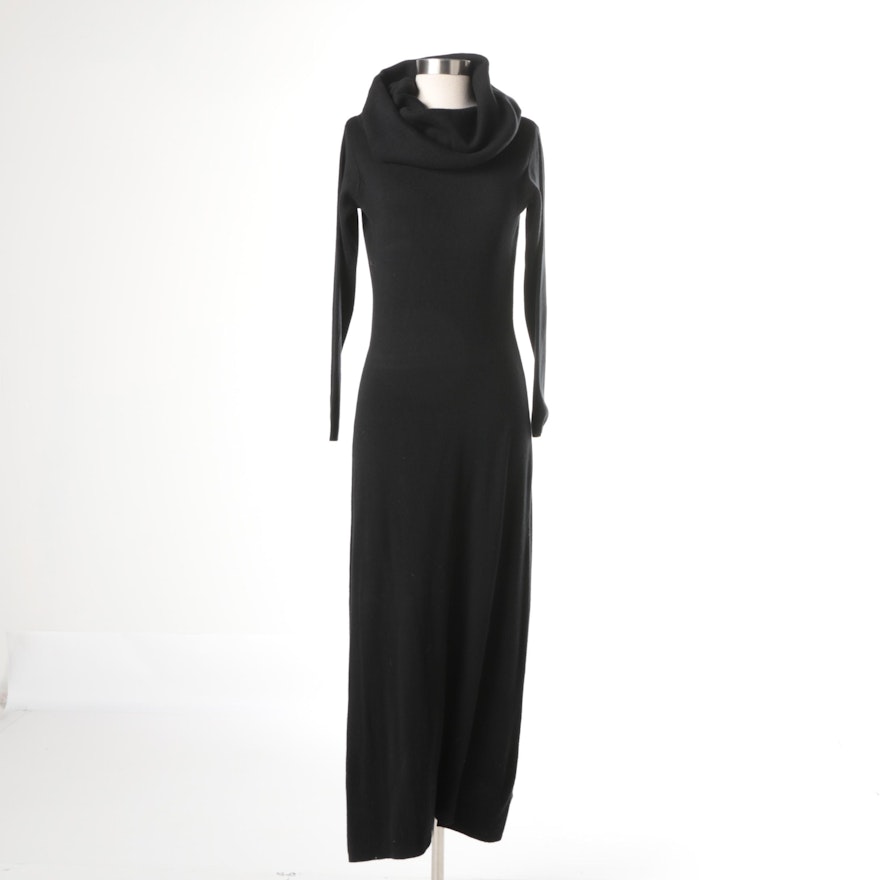 Neiman Marcus Silk and Cashmere Blend Off the Shoulder Black Dress