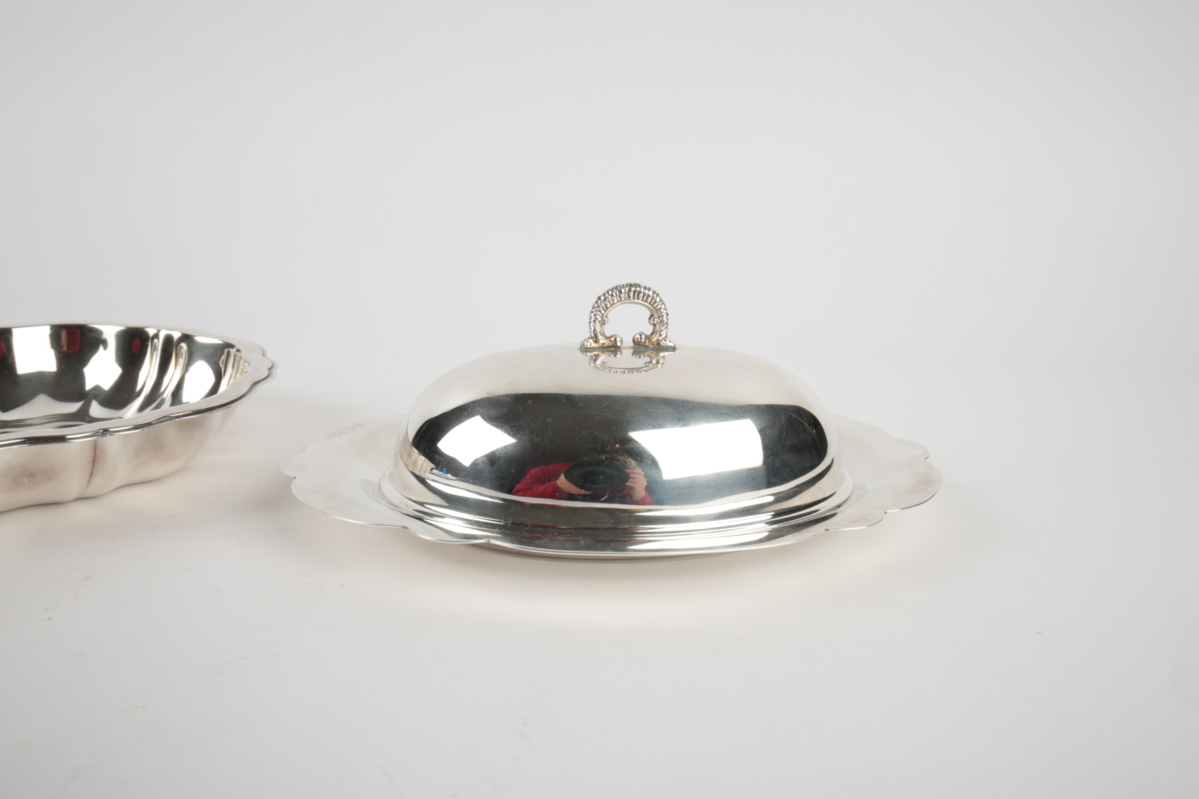 WM A Rogers Silver Plate Monogrammed Bowl and Silver-Tone Butter Dish