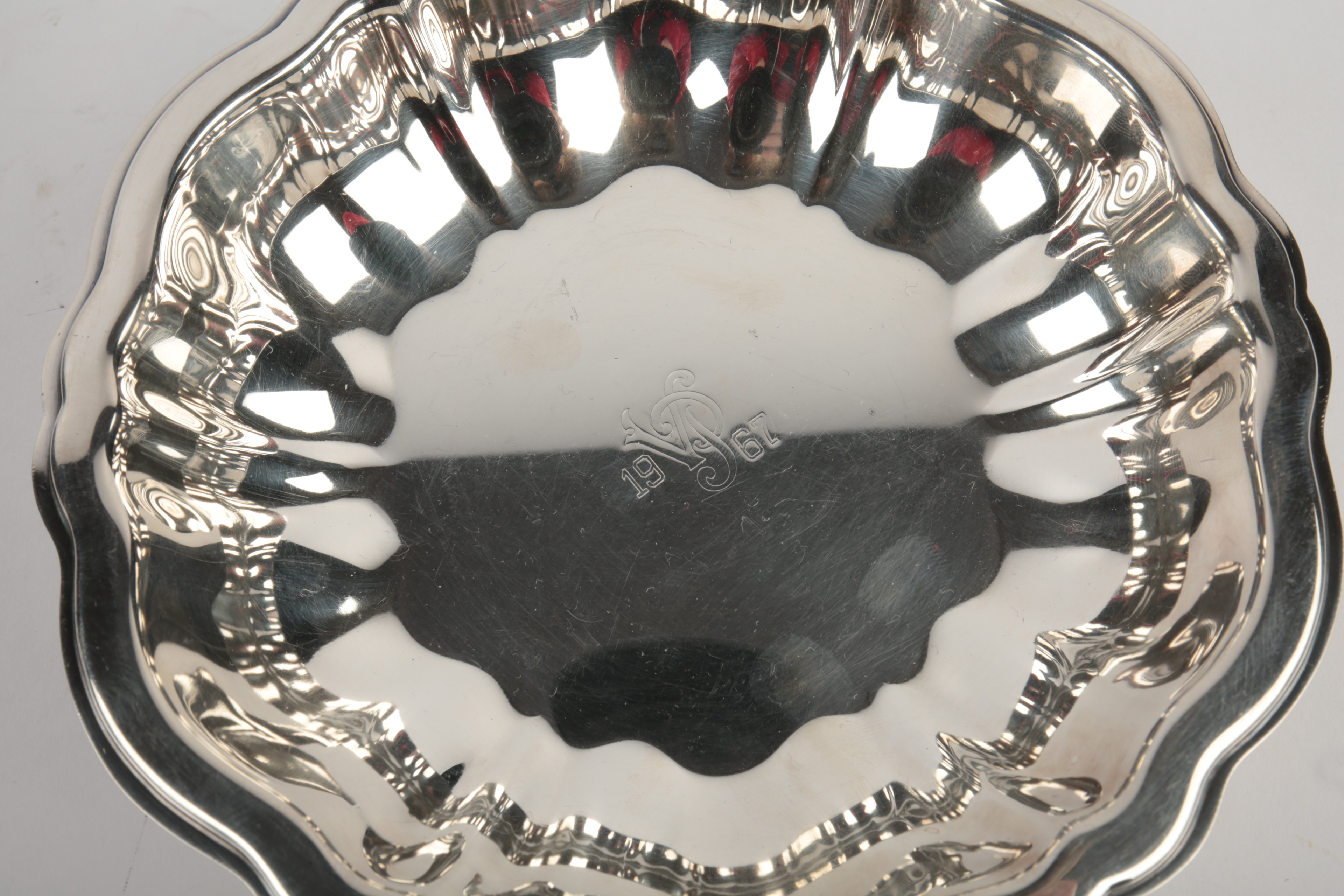 WM A Rogers Silver Plate Monogrammed Bowl and Silver-Tone Butter Dish