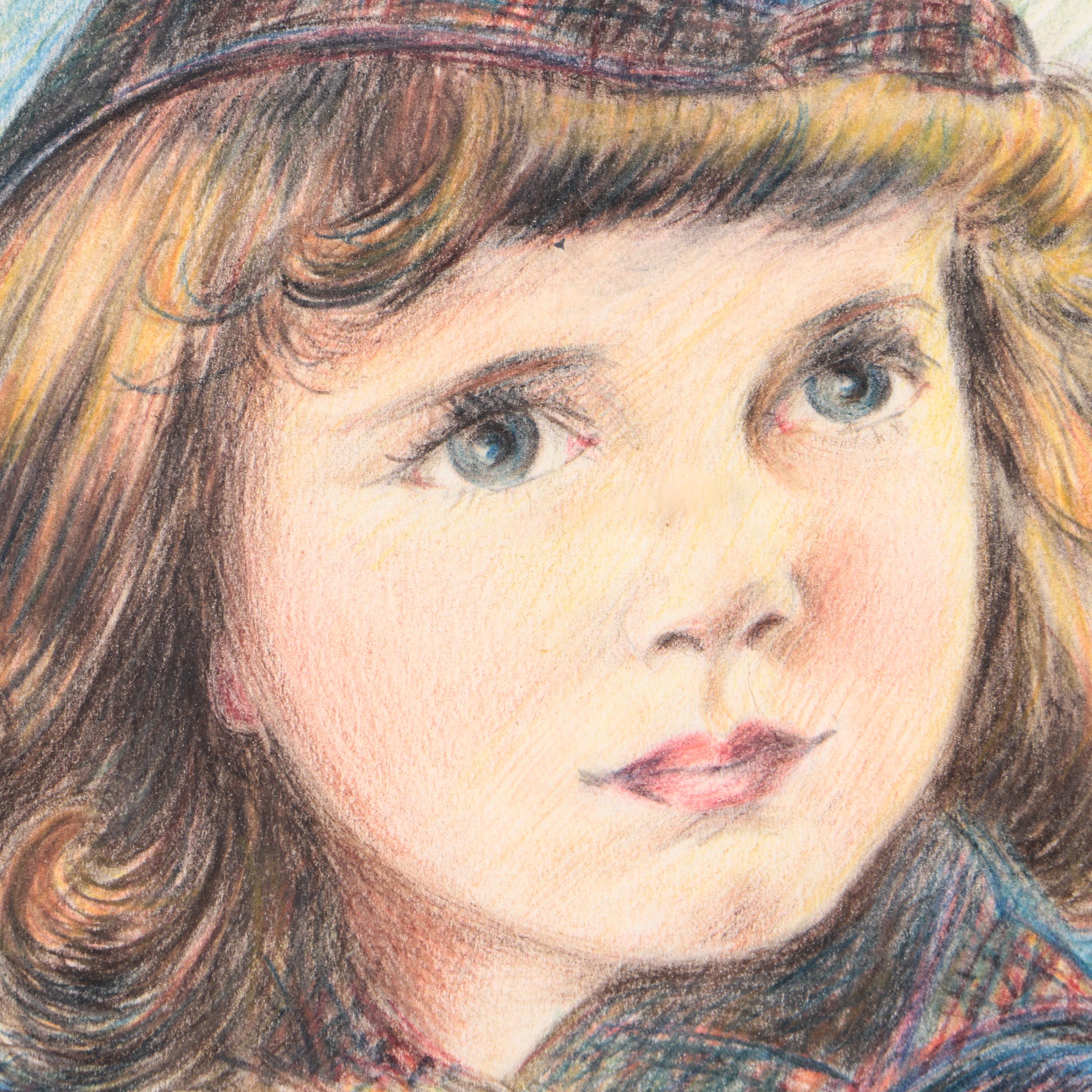 Marie S. Person Color Pencil on Paper "Dog and Child"