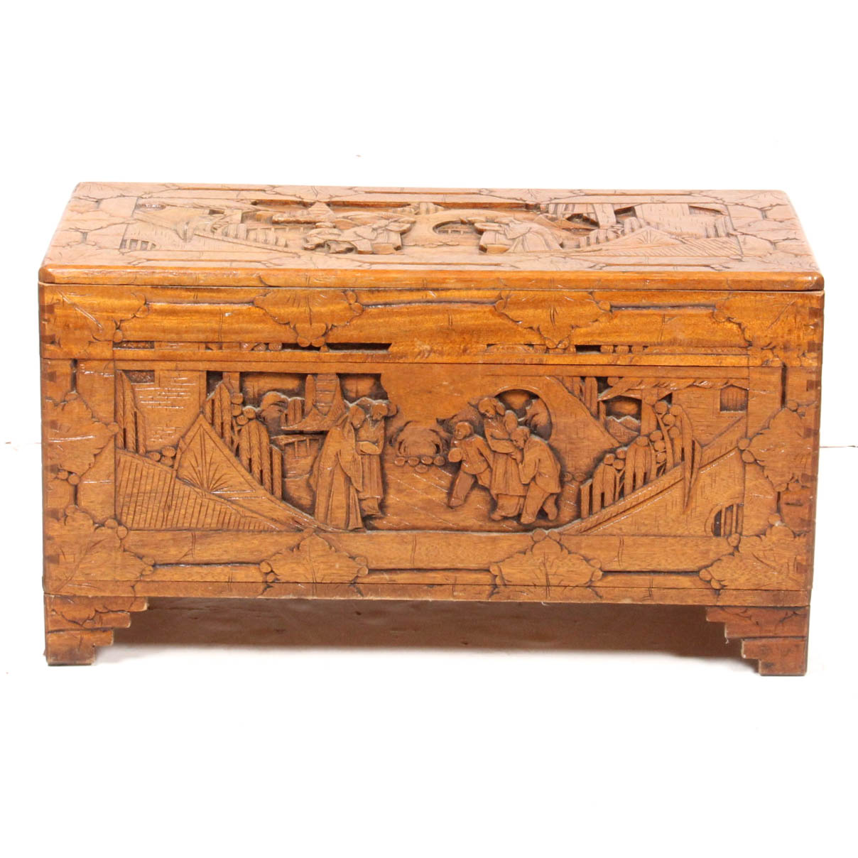Vintage Chinese Carved Camphorwood Chest