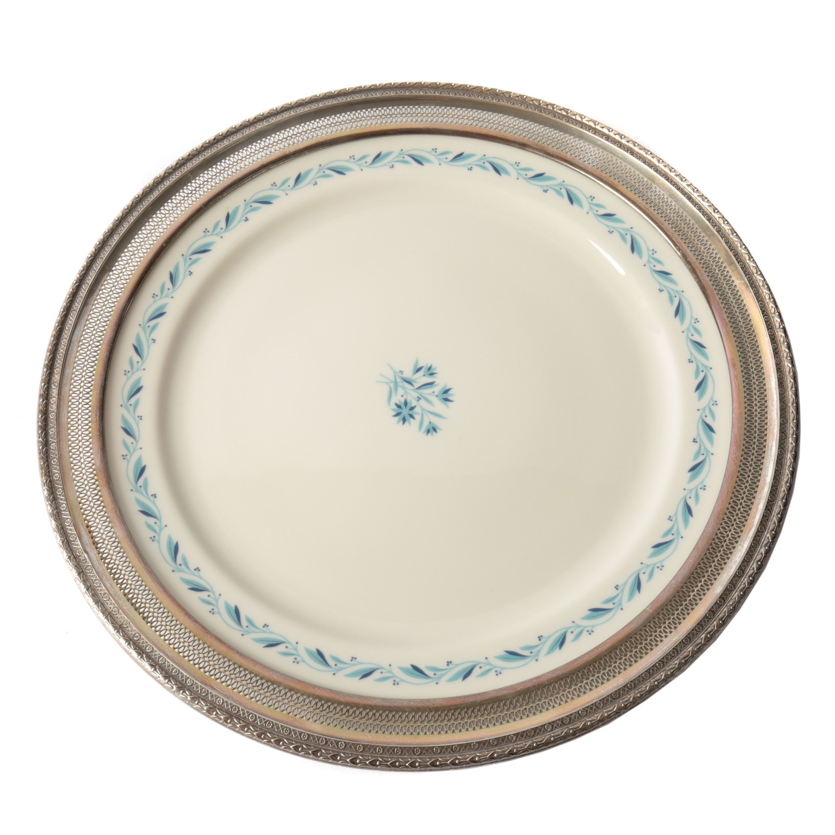 Lenox Round Platter with Sterling Silver Rim "Blueridge"
