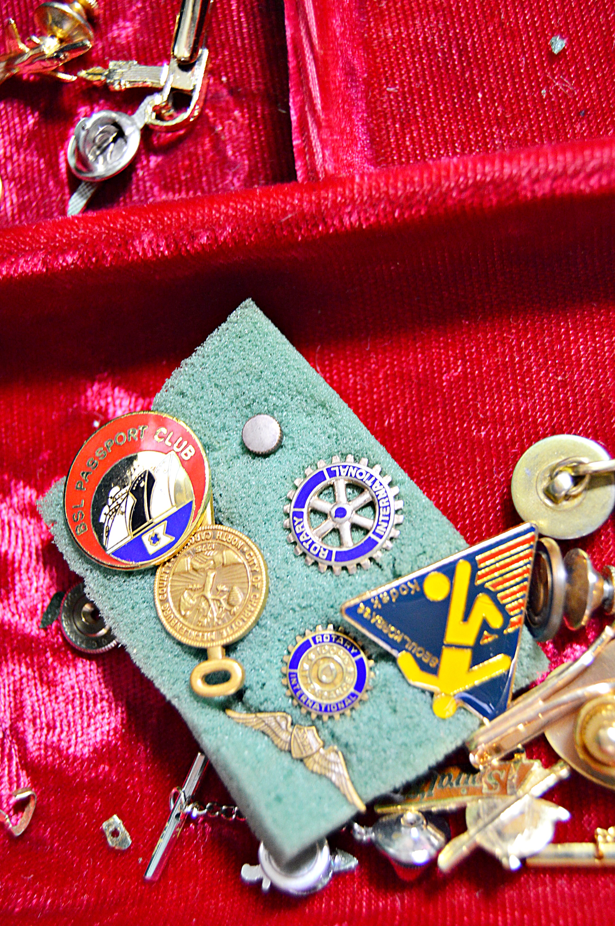 Vinyl Jewelry Box with Cufflinks, Pins, Watches