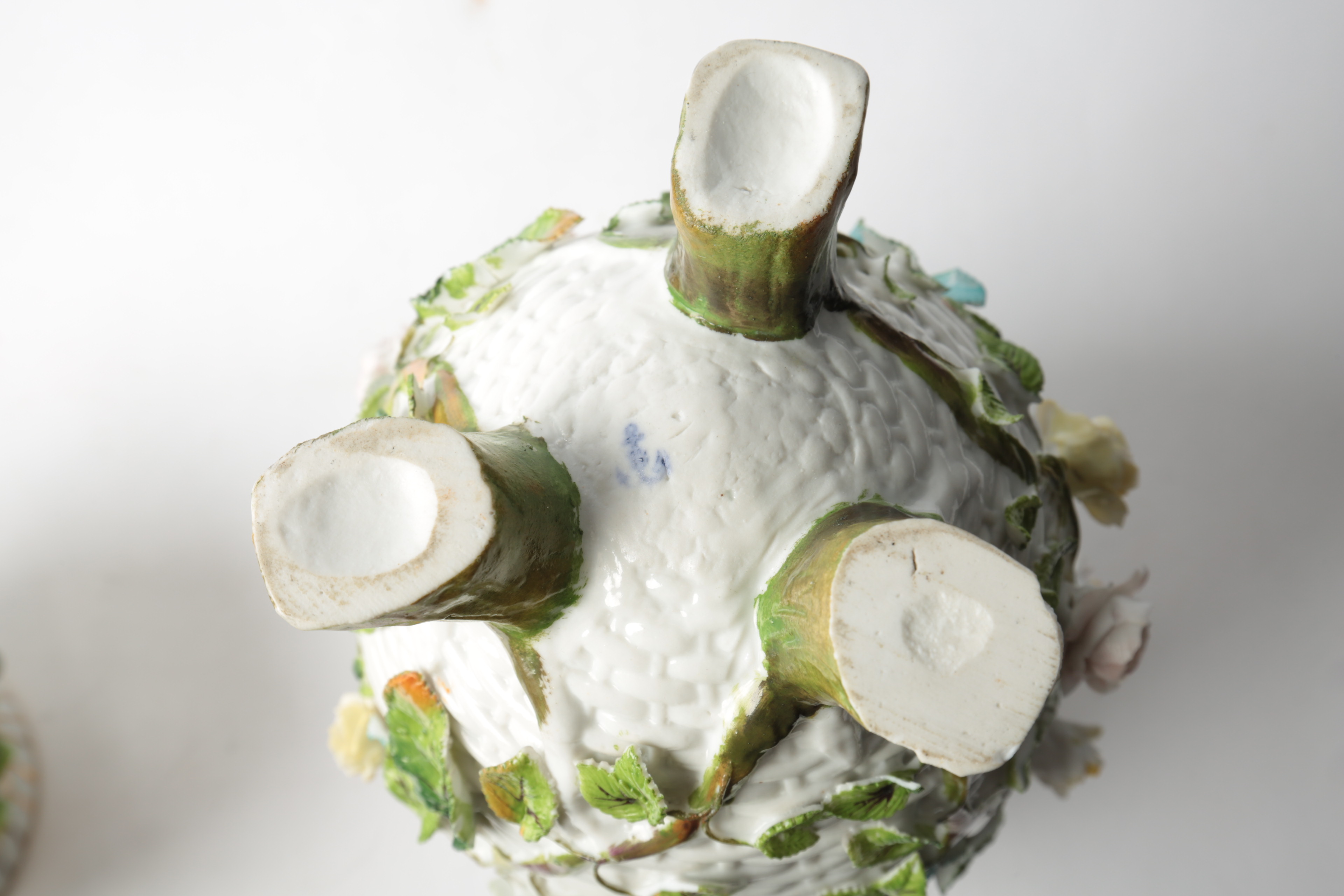 Vintage Porcelain Basketweave Bowl and Vase