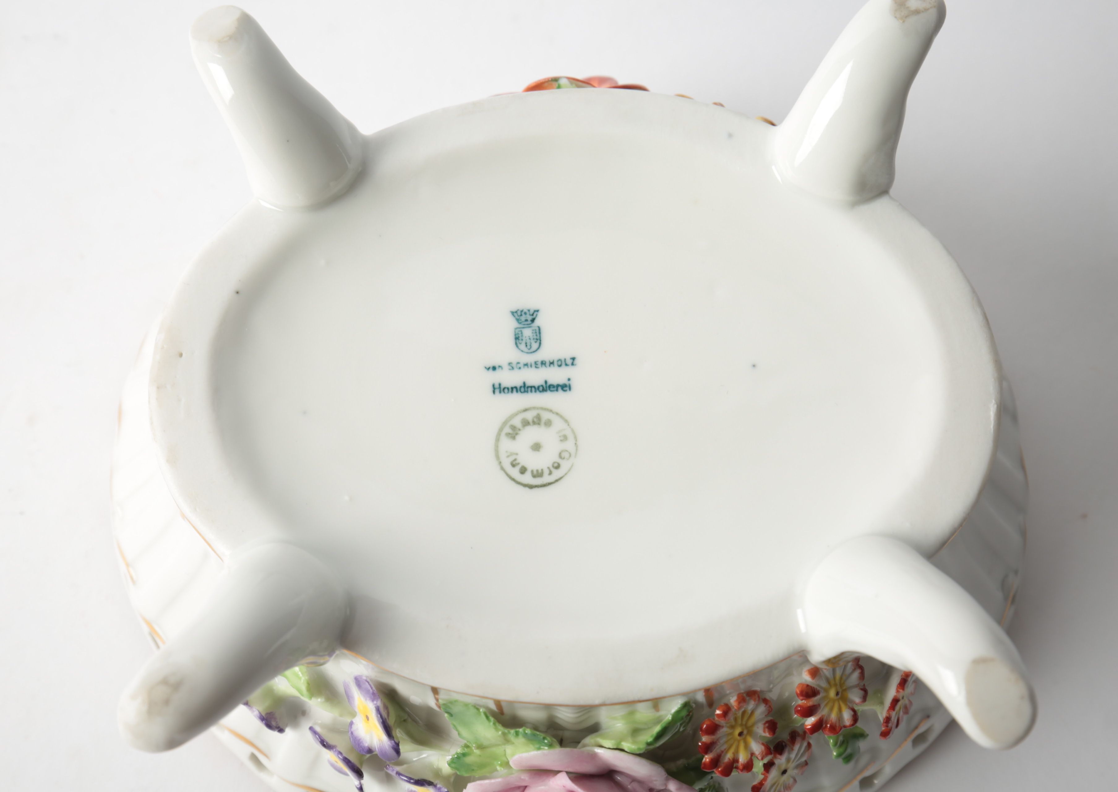 Vintage Von Schierholz Porcelain Footed Dish