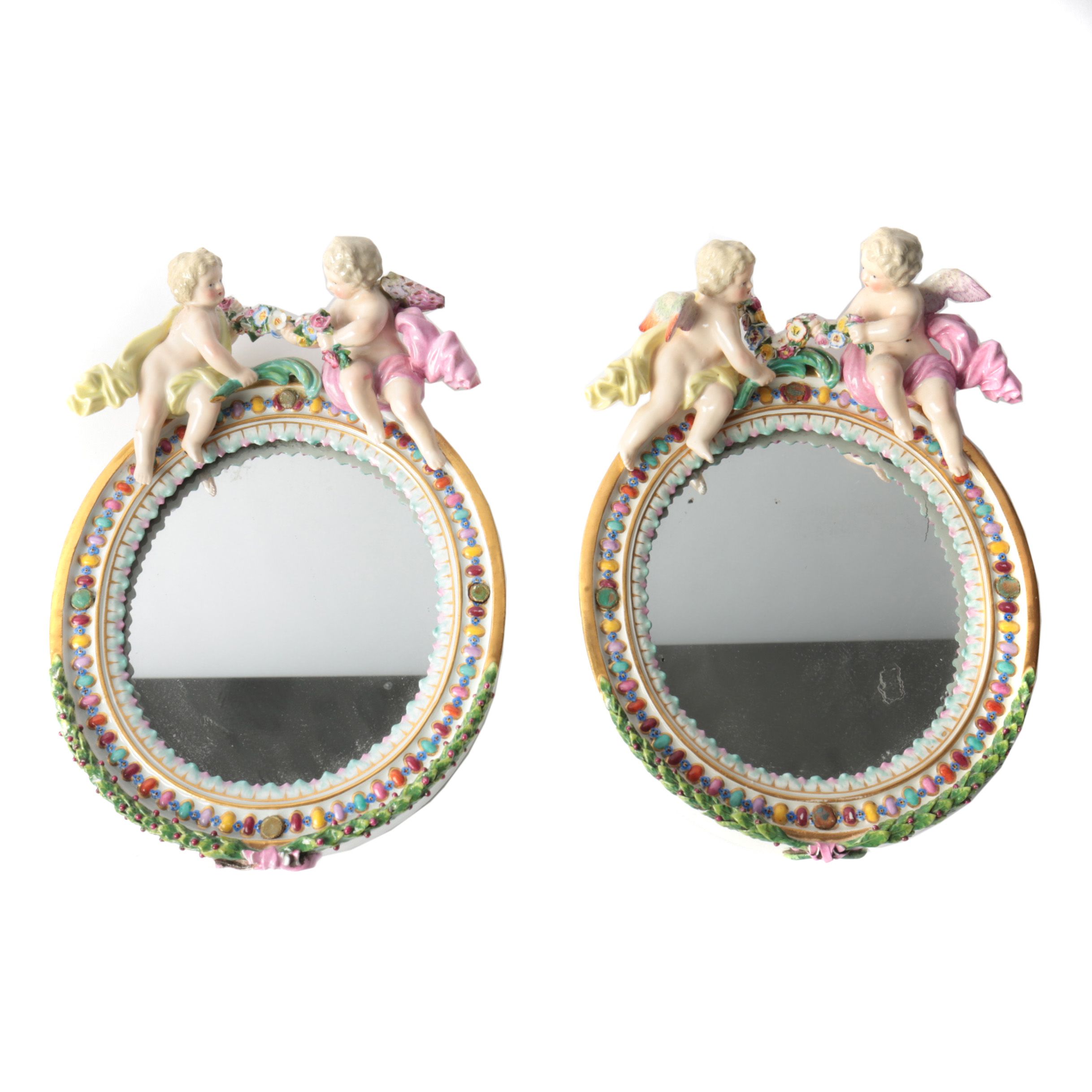 Pair of Porcelain Mirrors with Puti Motif
