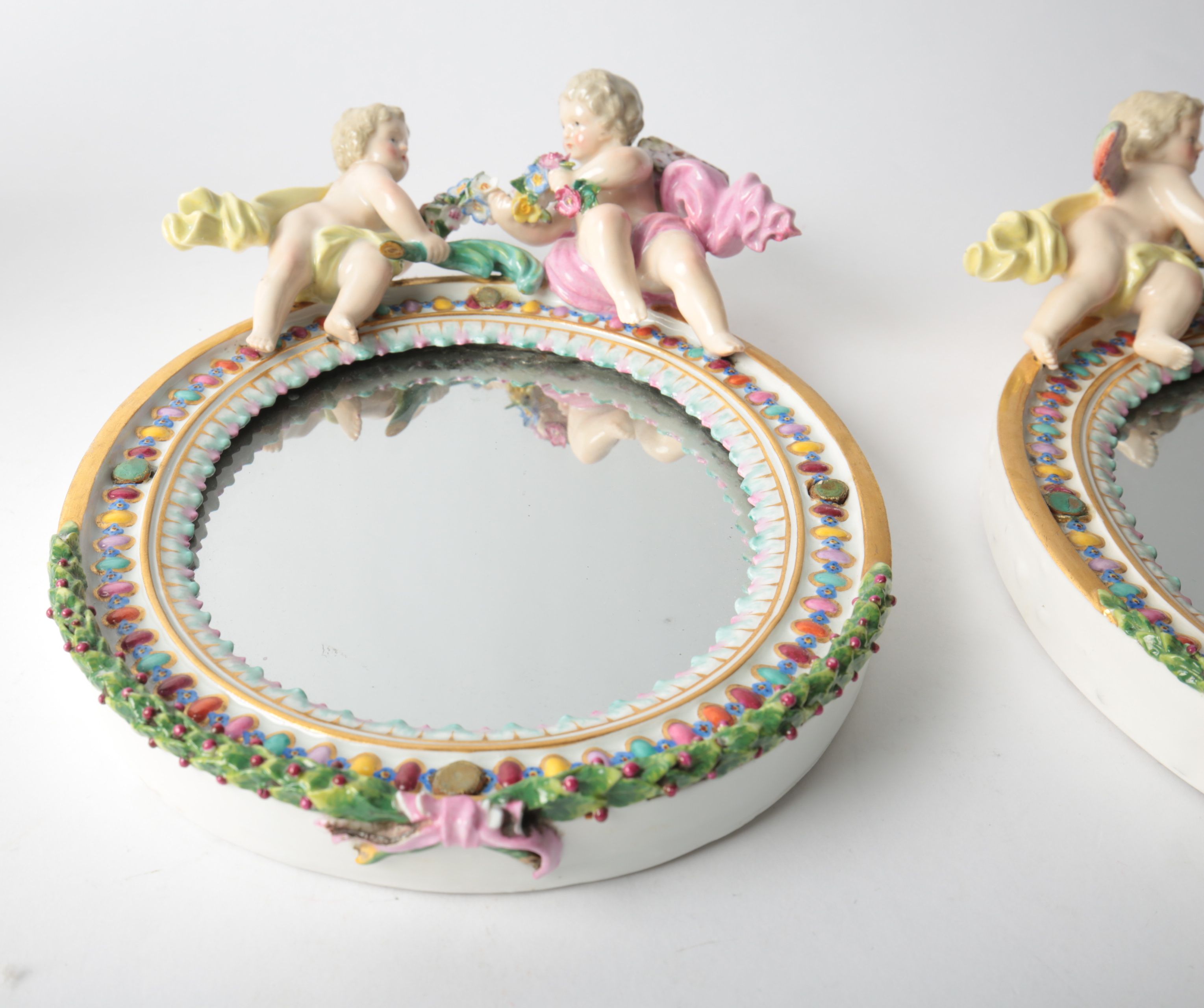 Pair of Porcelain Mirrors with Puti Motif