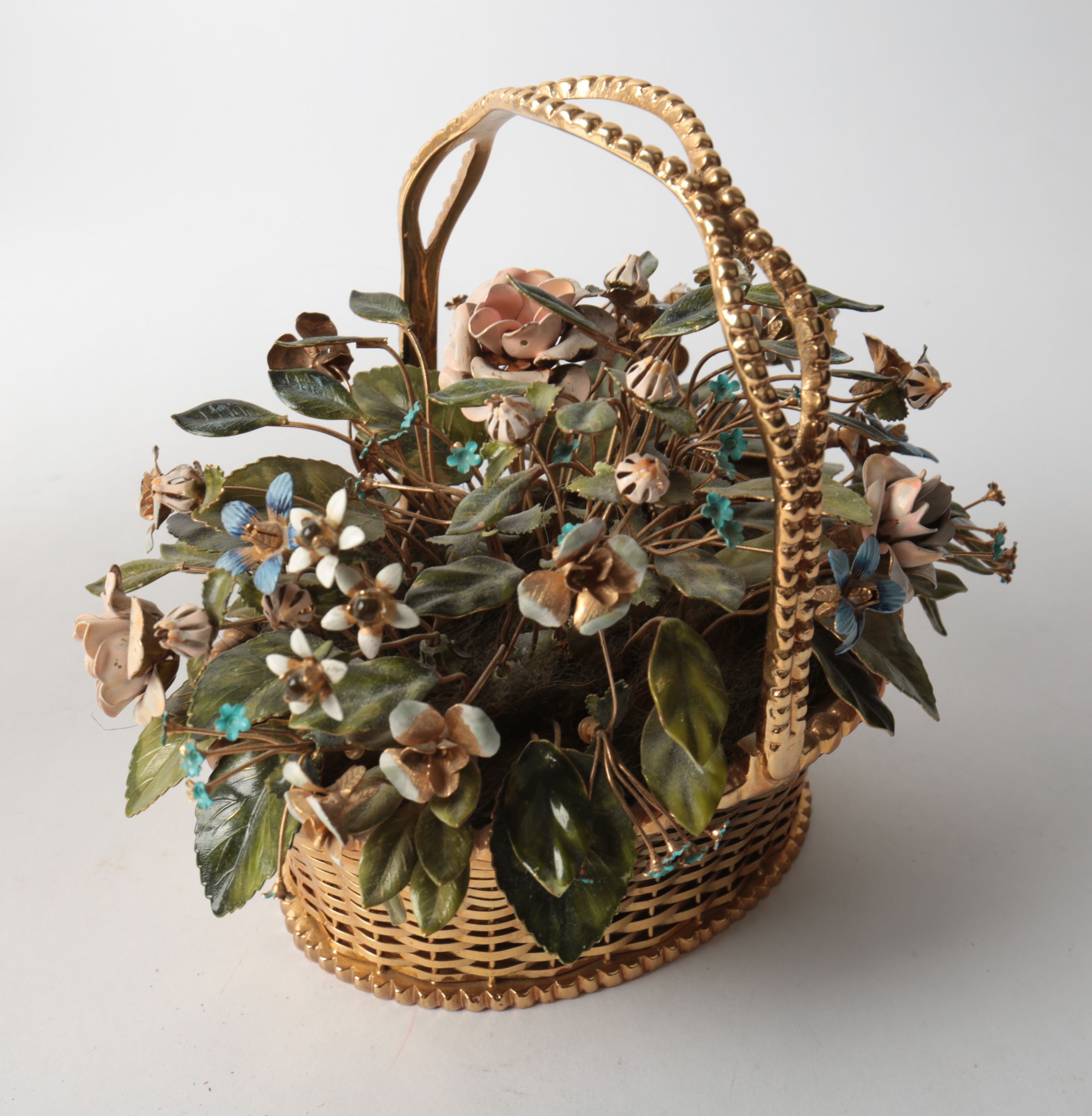 Vintage Group of Enameled Metal Floral Arrangements