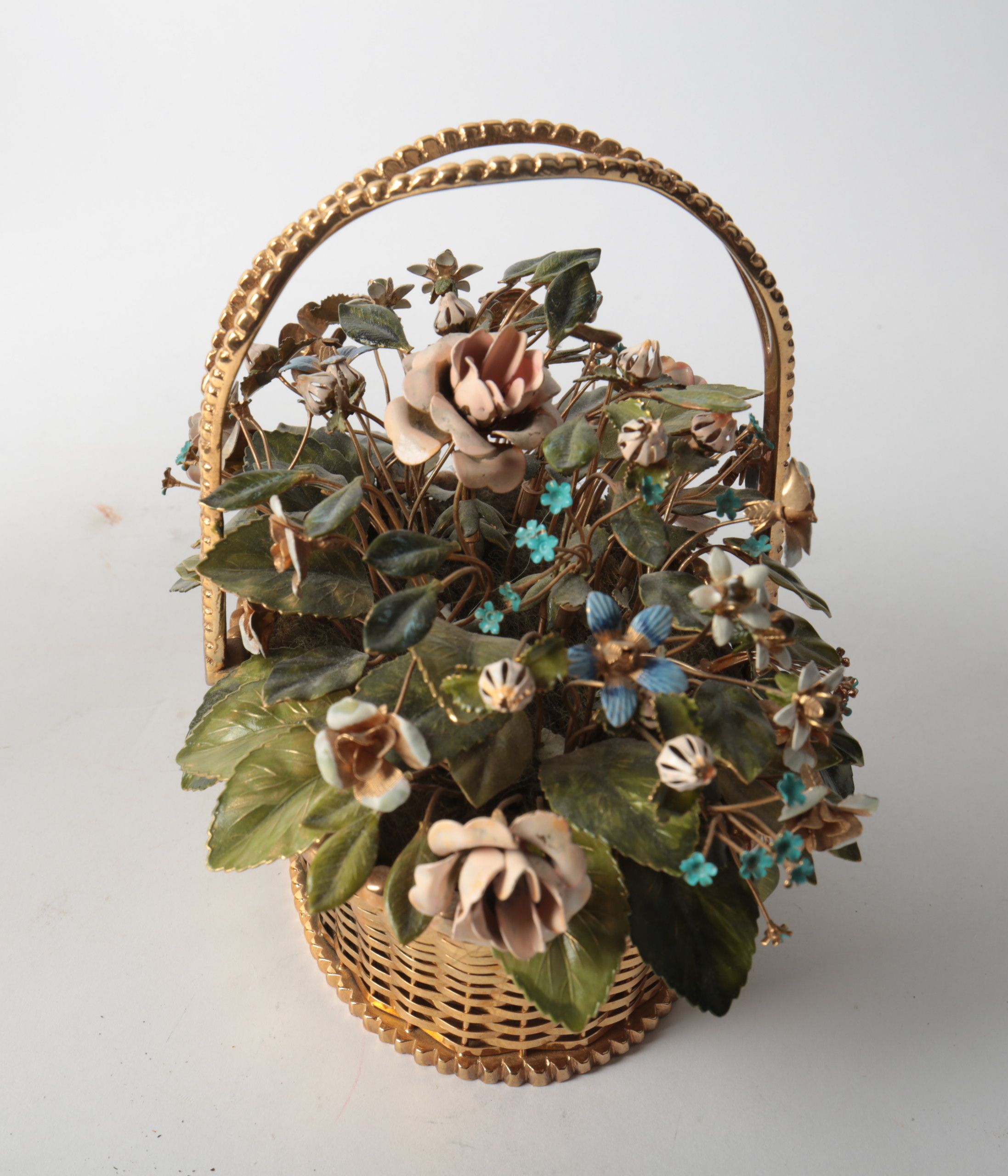 Vintage Group of Enameled Metal Floral Arrangements