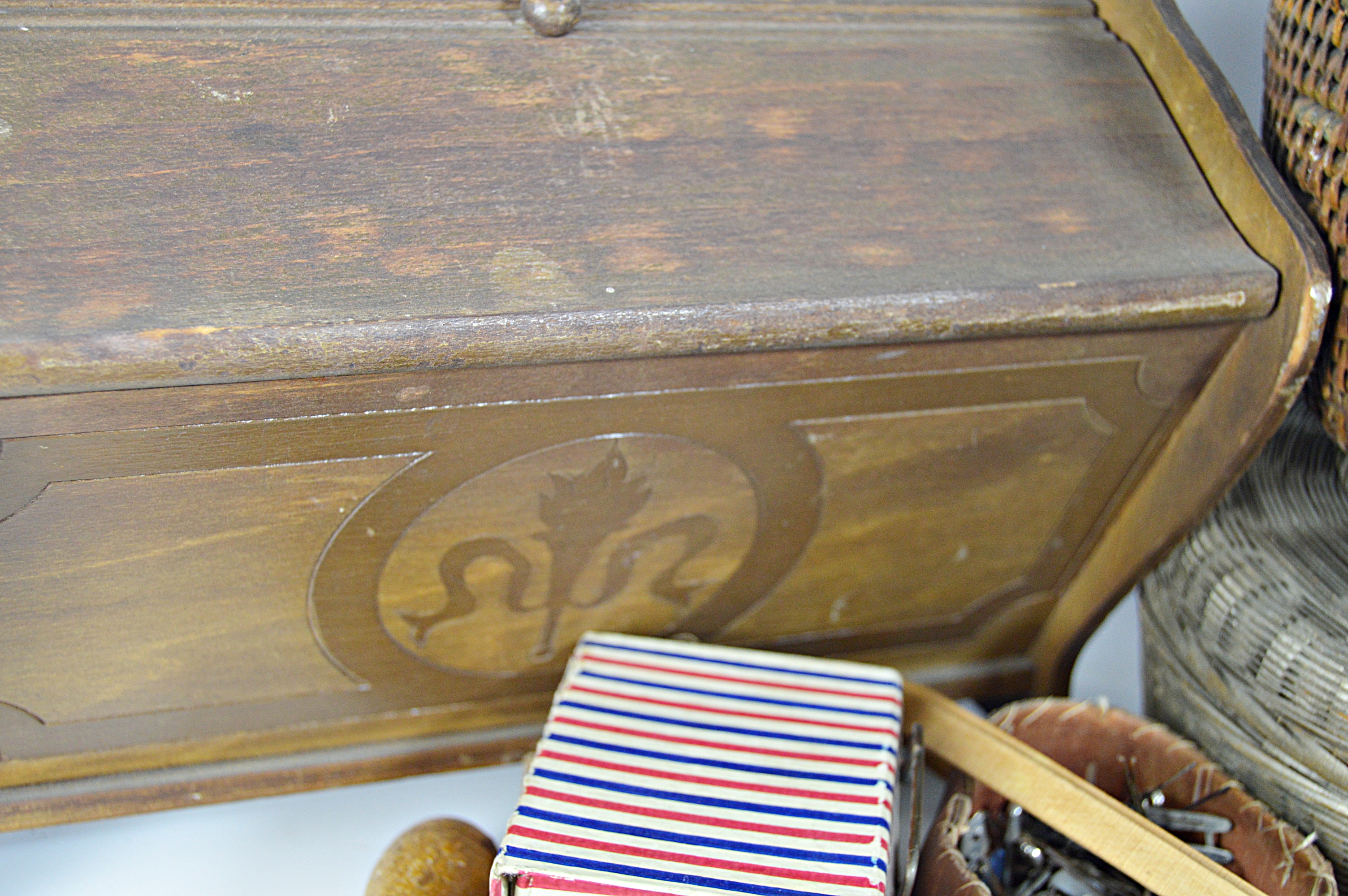 Antique Sewing Baskets and Box with Notions