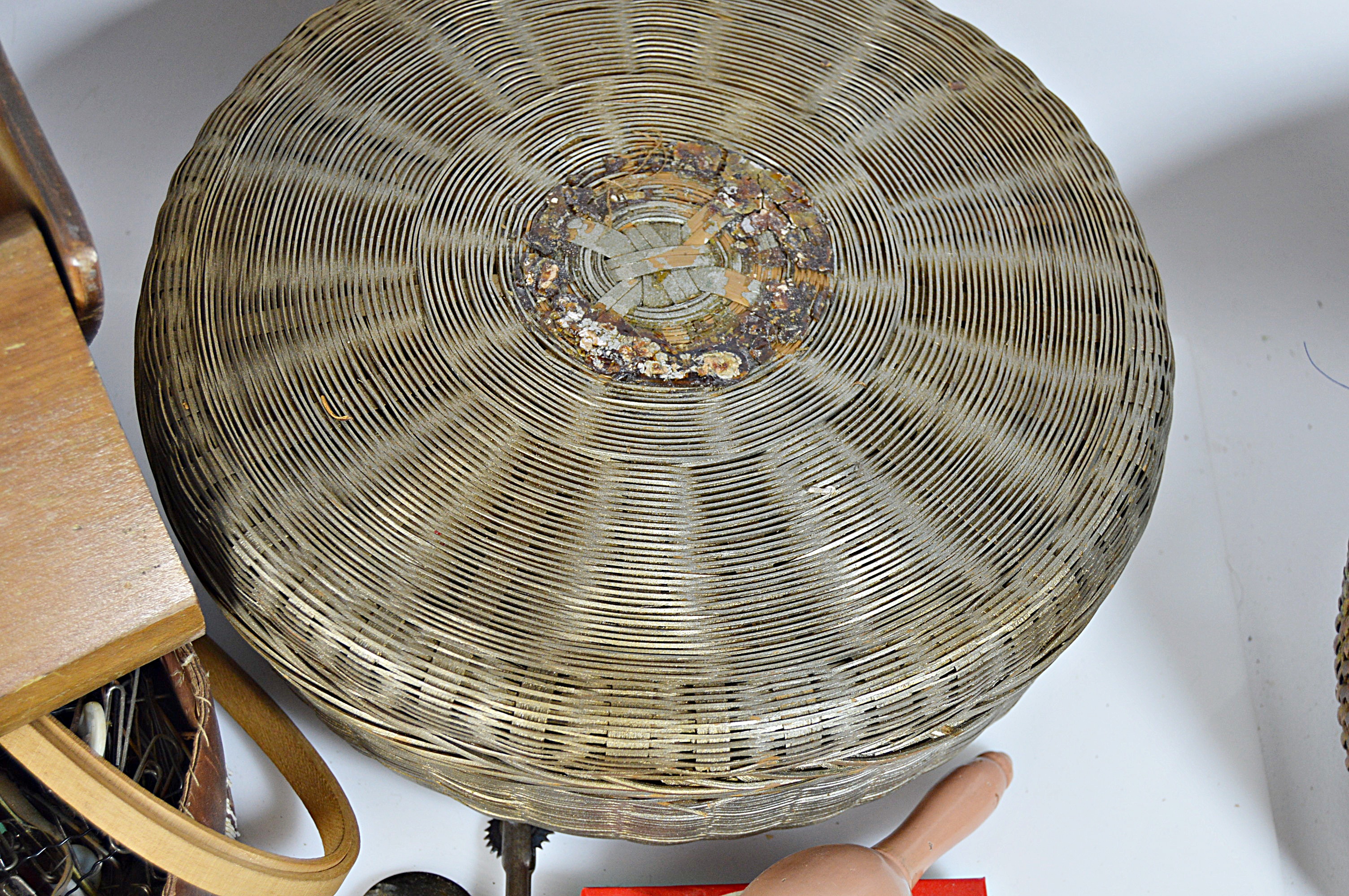 Antique Sewing Baskets and Box with Notions