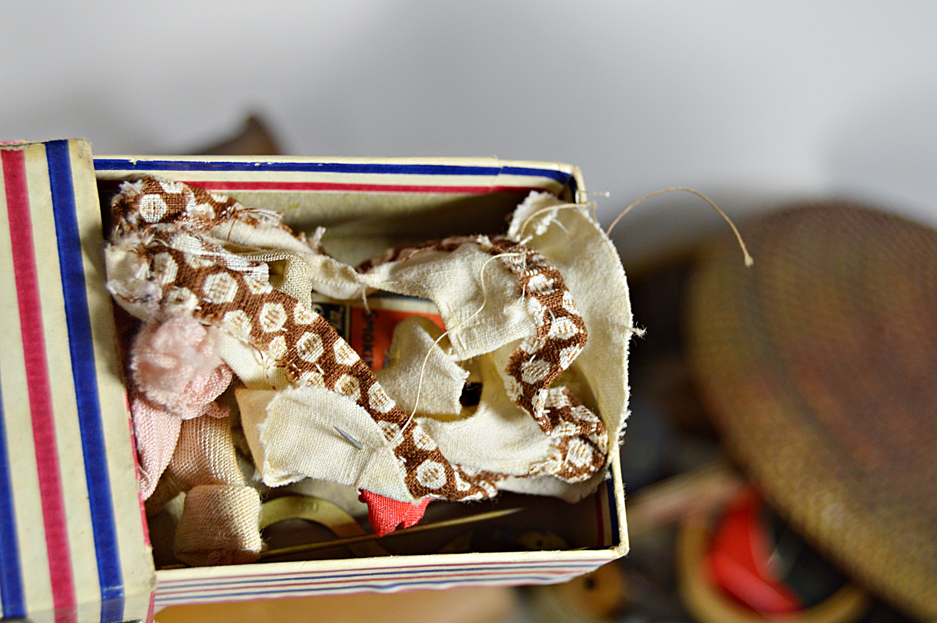 Antique Sewing Baskets and Box with Notions