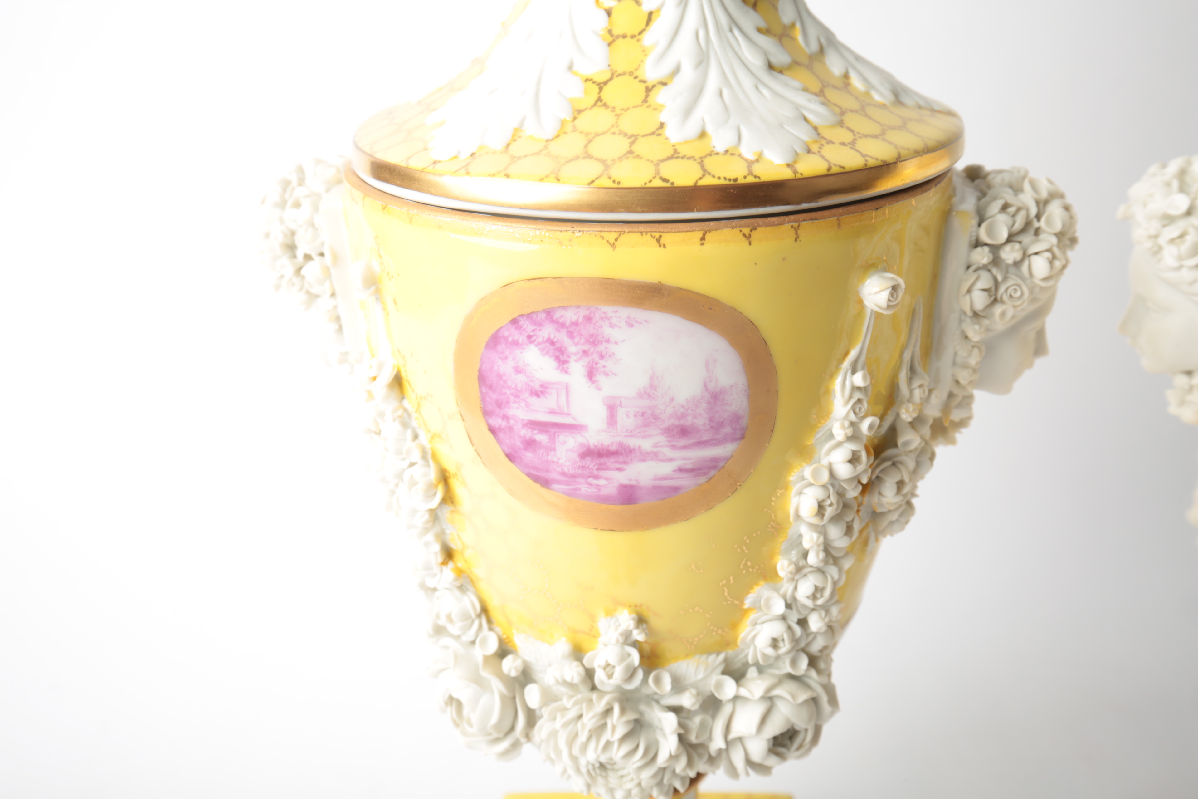 Pair of Carl Thieme Saxonian Porcelain Factory Urns