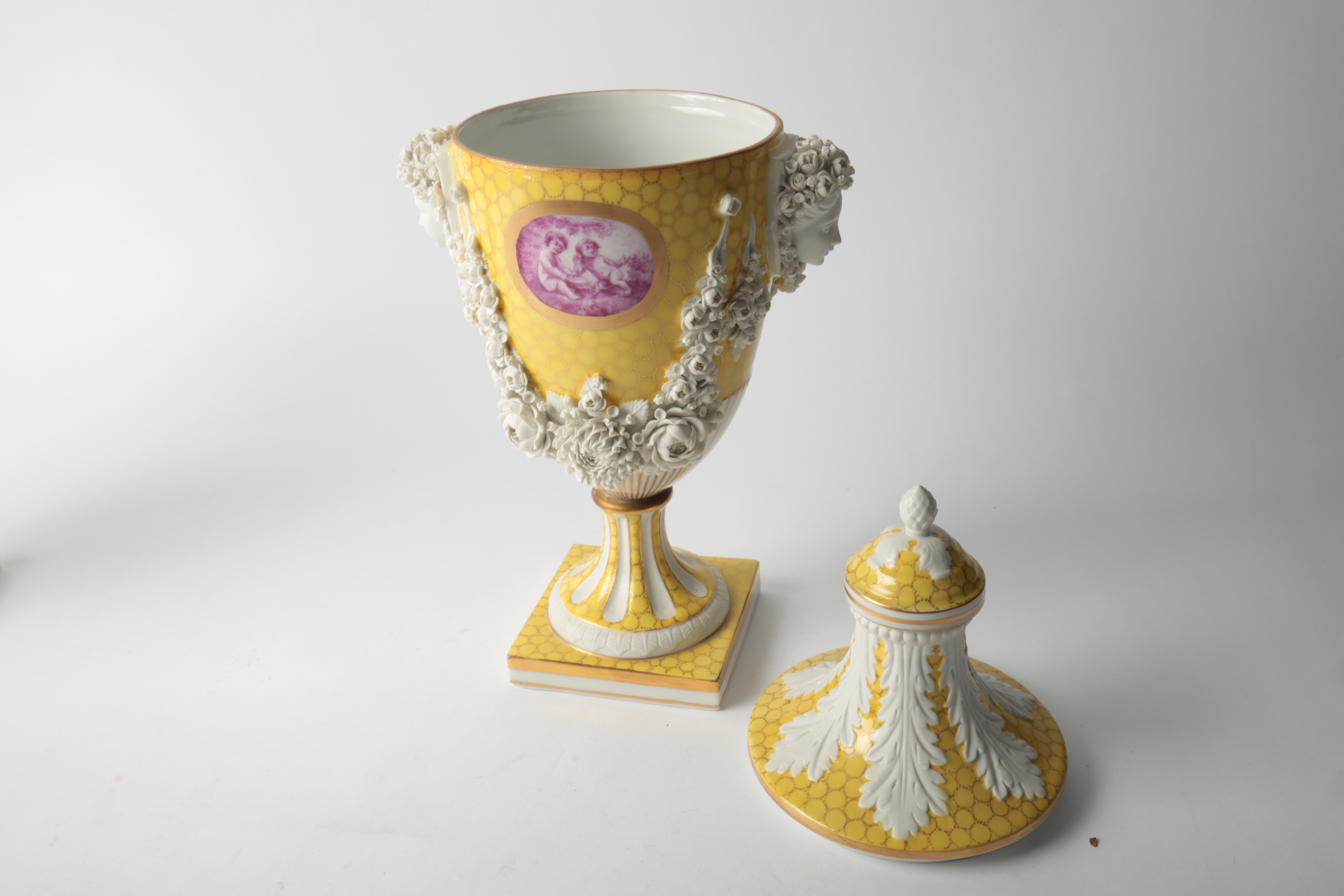 Pair of Carl Thieme Saxonian Porcelain Factory Urns