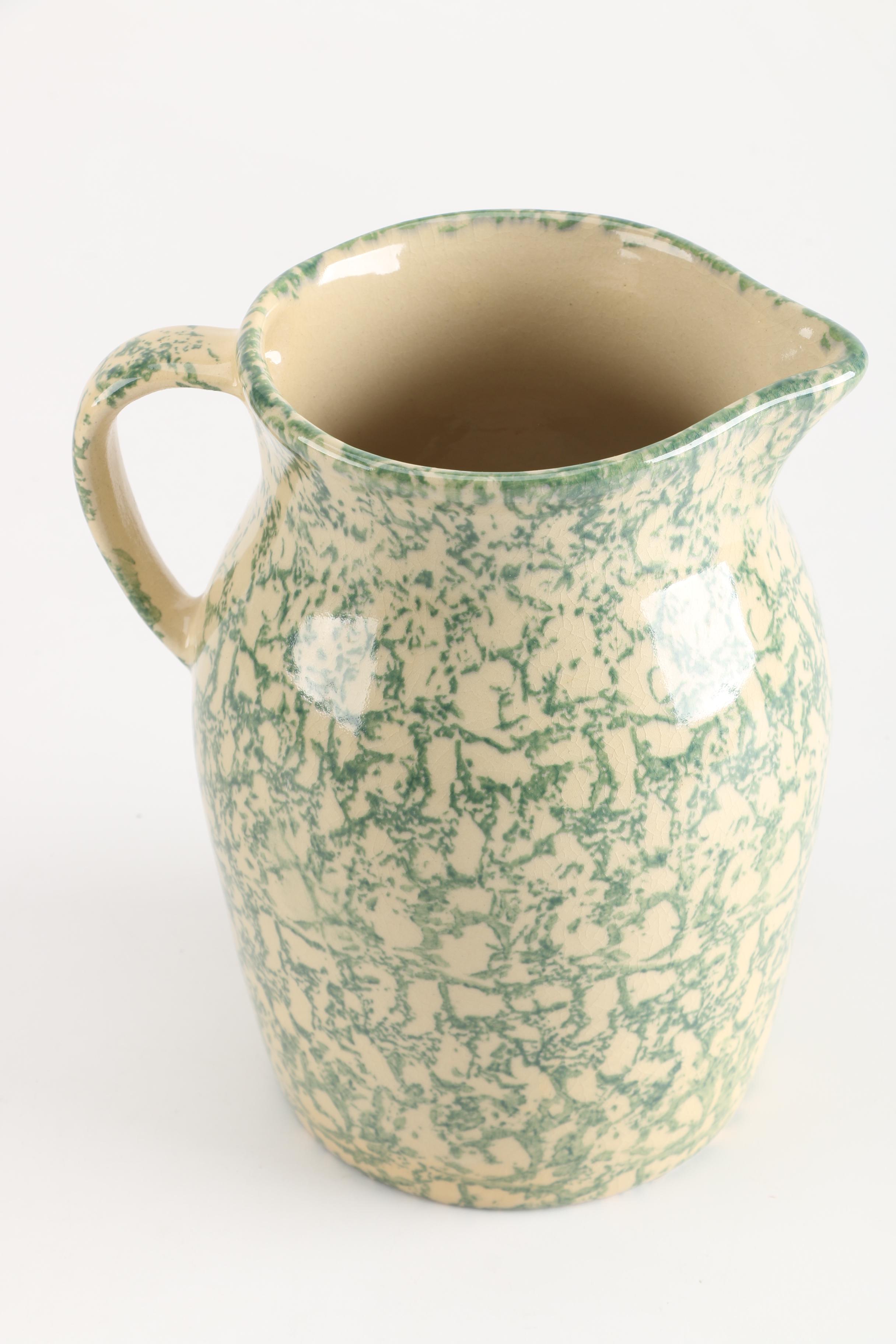 Robinson Ransbottom Spongeware Pottery Pitcher and Bowl