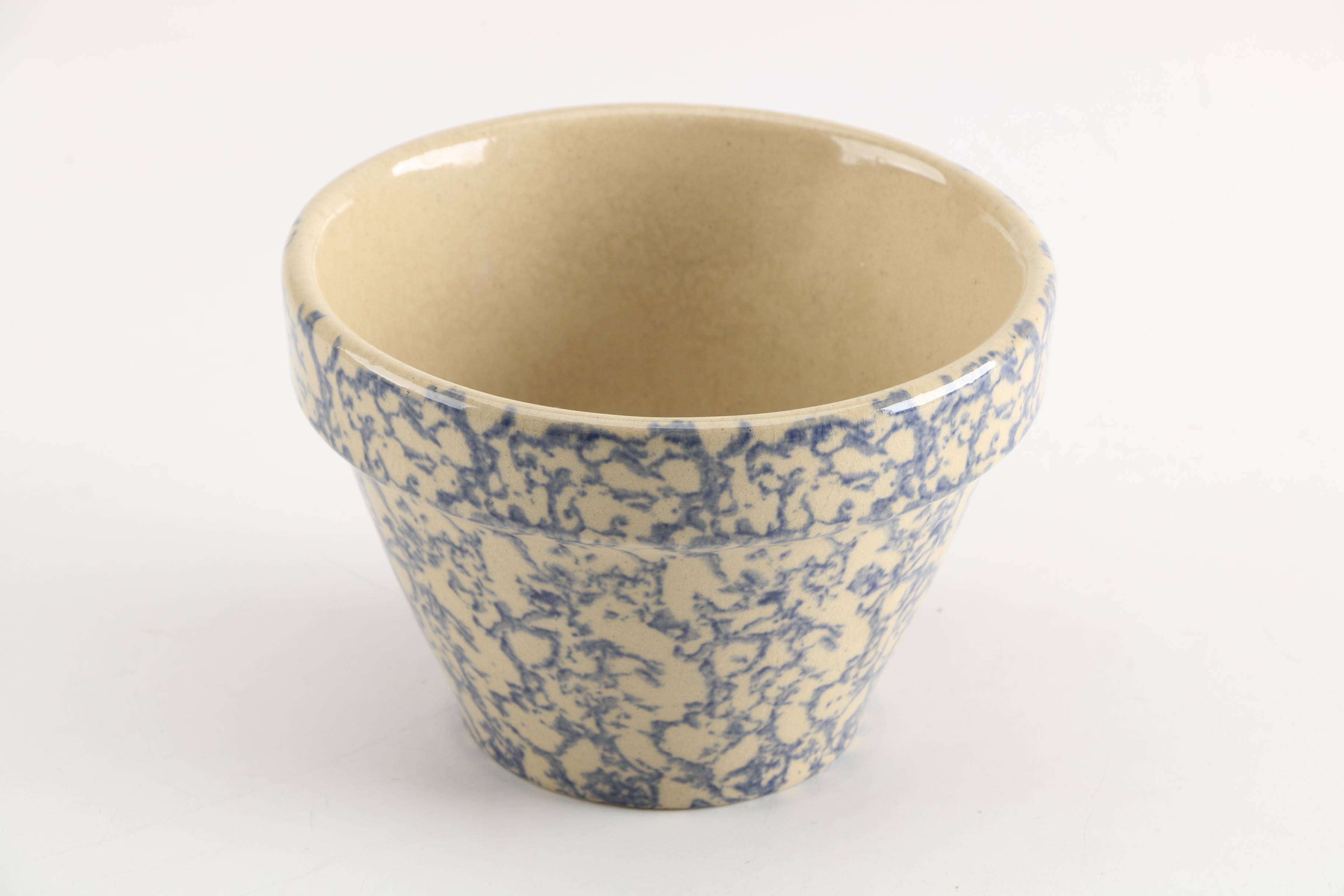 Robinson Ransbottom Spongeware Pottery Pitcher and Bowl